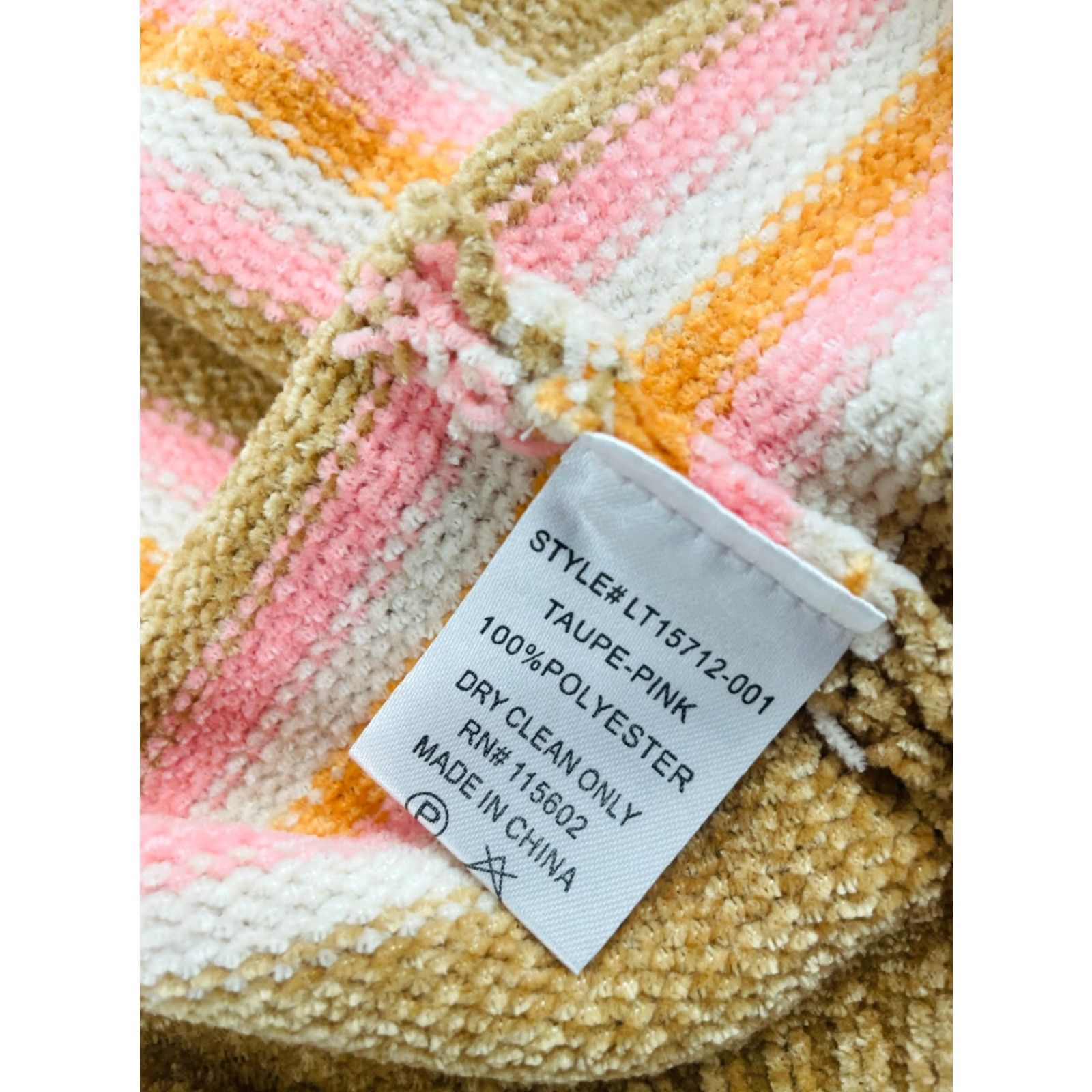 Vintage All in Favor Cropped Sweater Women's Size Medium Taupe Pink Striped Pullover Size M / US 6-8 / IT 42-44 - 5 Thumbnail