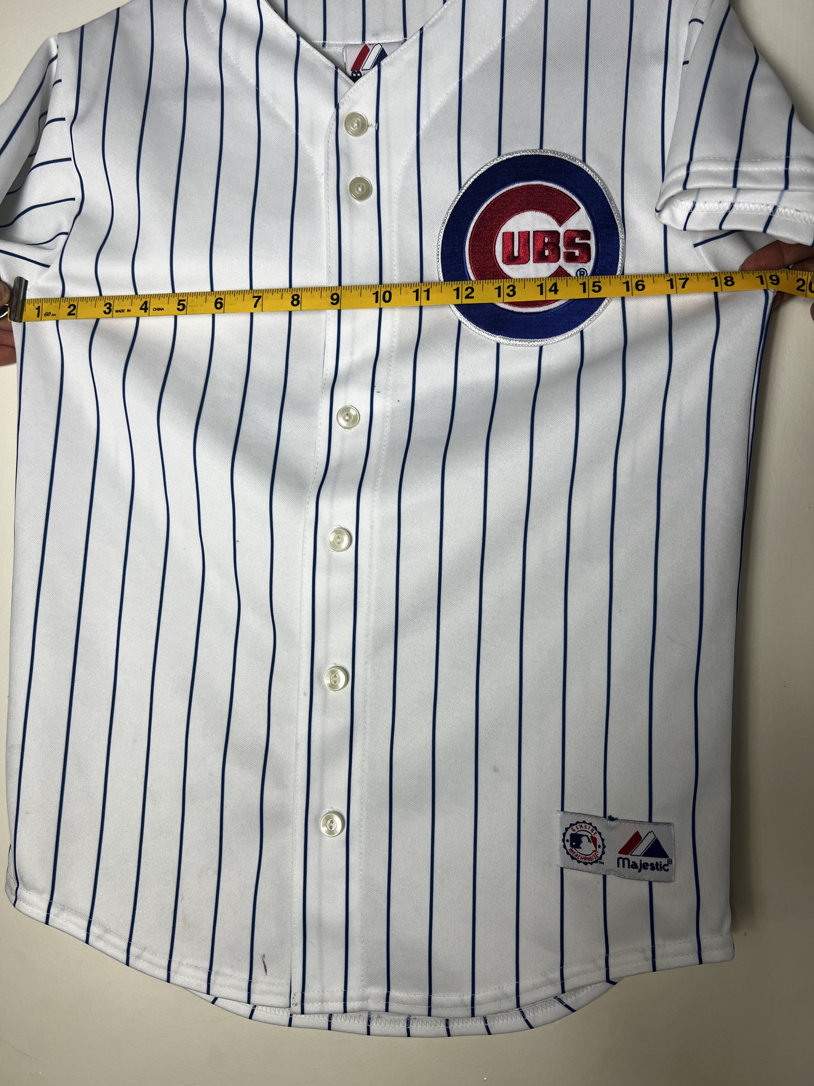 Majestic Vintage Chicago Cubs Soto 18 Striped Short Sleeve Button Up Size US L / EU 52-54 / 3 - 16 Thumbnail