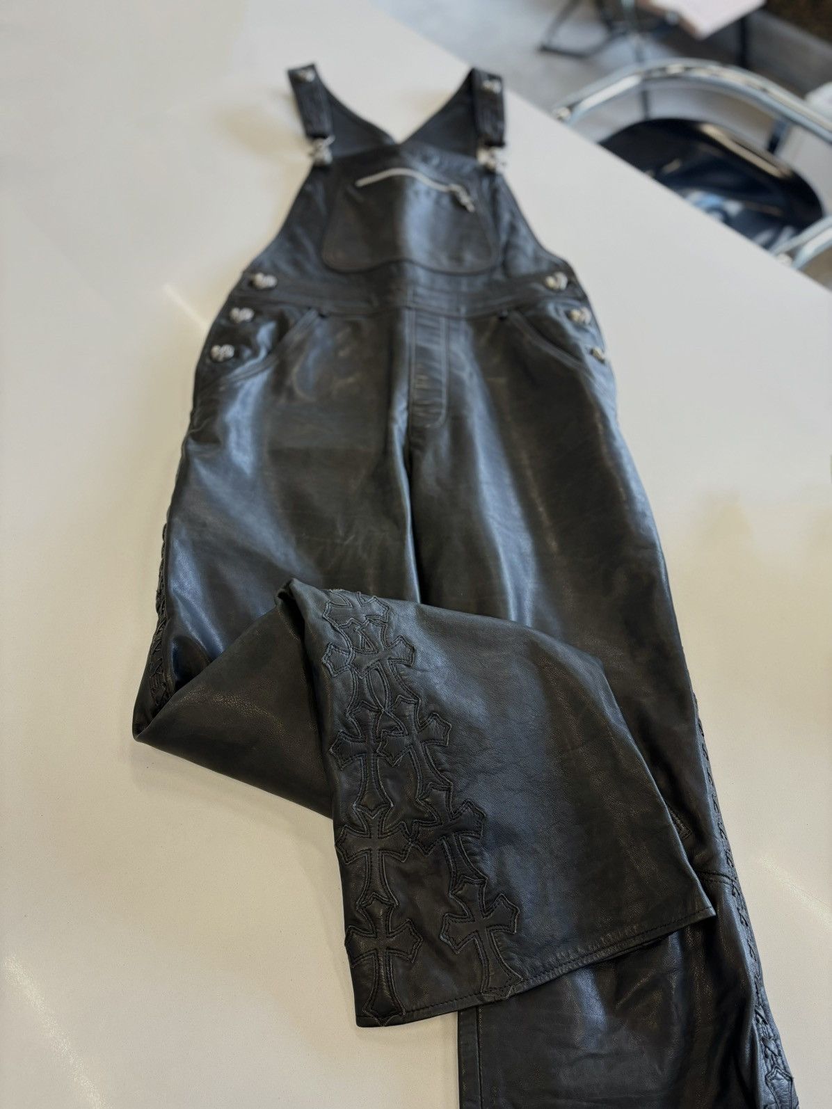 Chrome Hearts 1/1 crazy silver sterling & patches Leather overalls Size US 32 / EU 48 - 5 Thumbnail