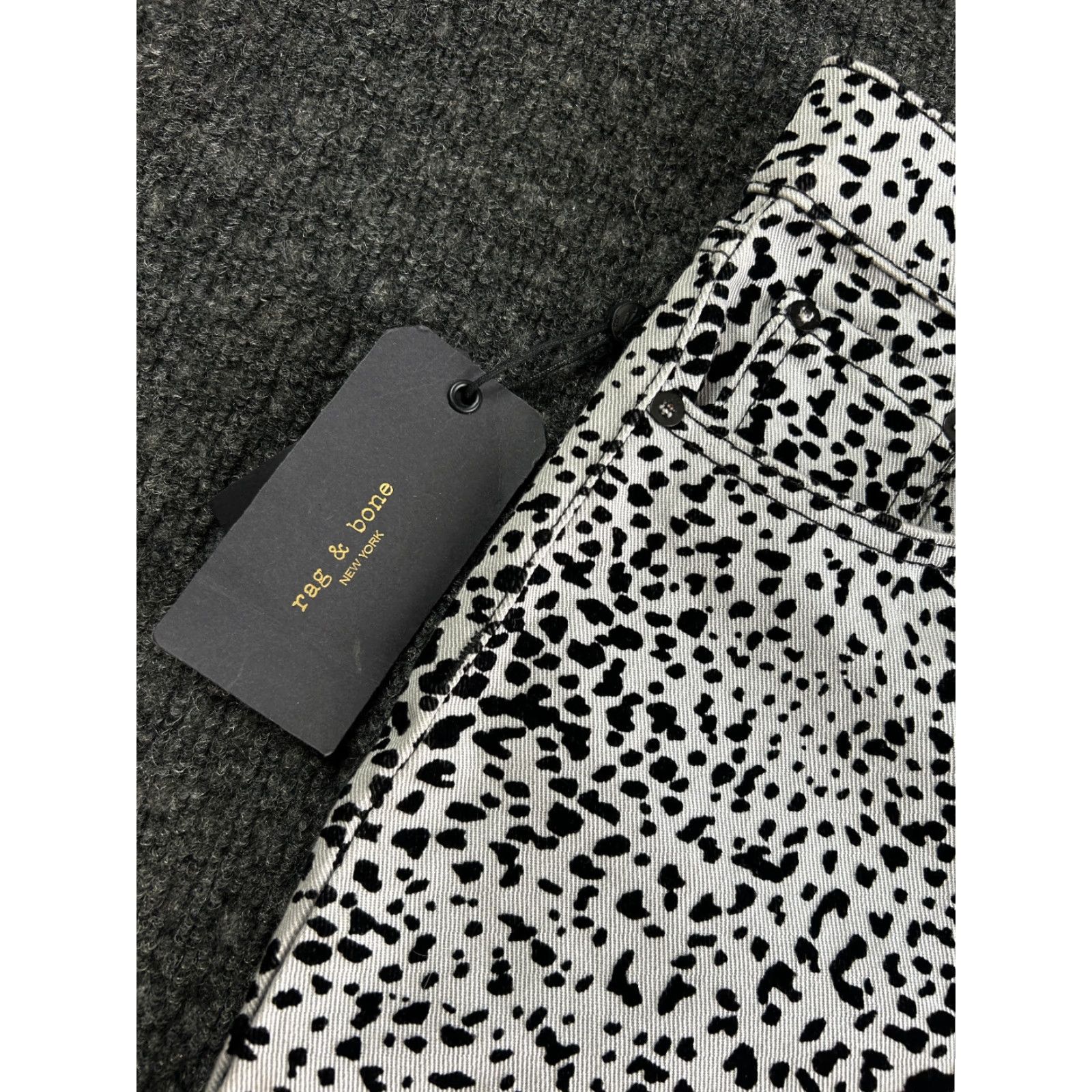 Rag & Bone VINTAGE Rag & bone Hana Jeans Animal Leopard Print Flare 26 NEW Gray 26 in Inseam 26 in Women's Regular Jeans Size 26" / US 2 / IT 38 - 5 Thumbnail