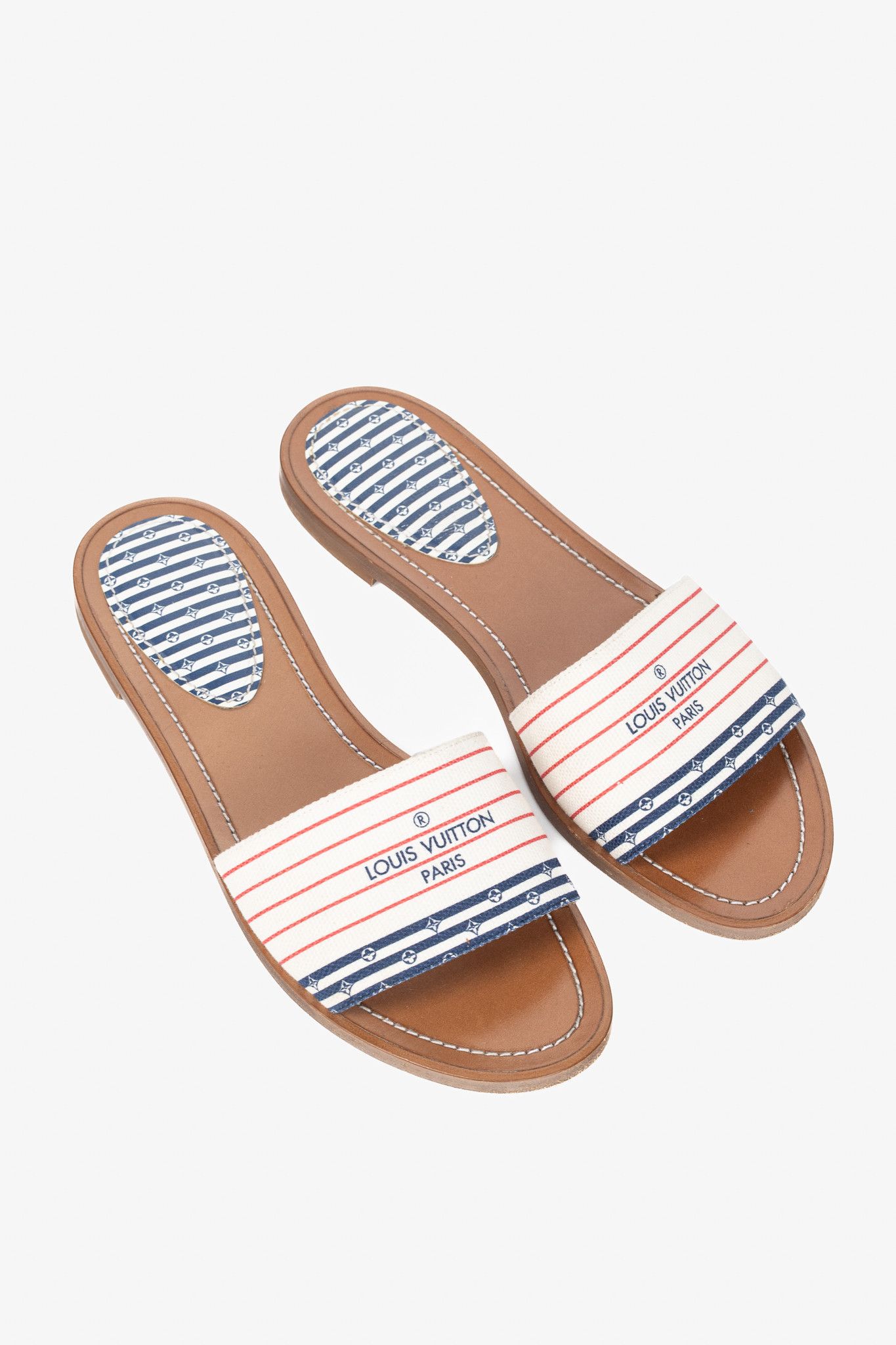 Louis Vuitton Louis Vuitton Escale Lock It Striped Flat Mule Sandals Size US 7.5 / IT 37.5 - 1 Thumbnail