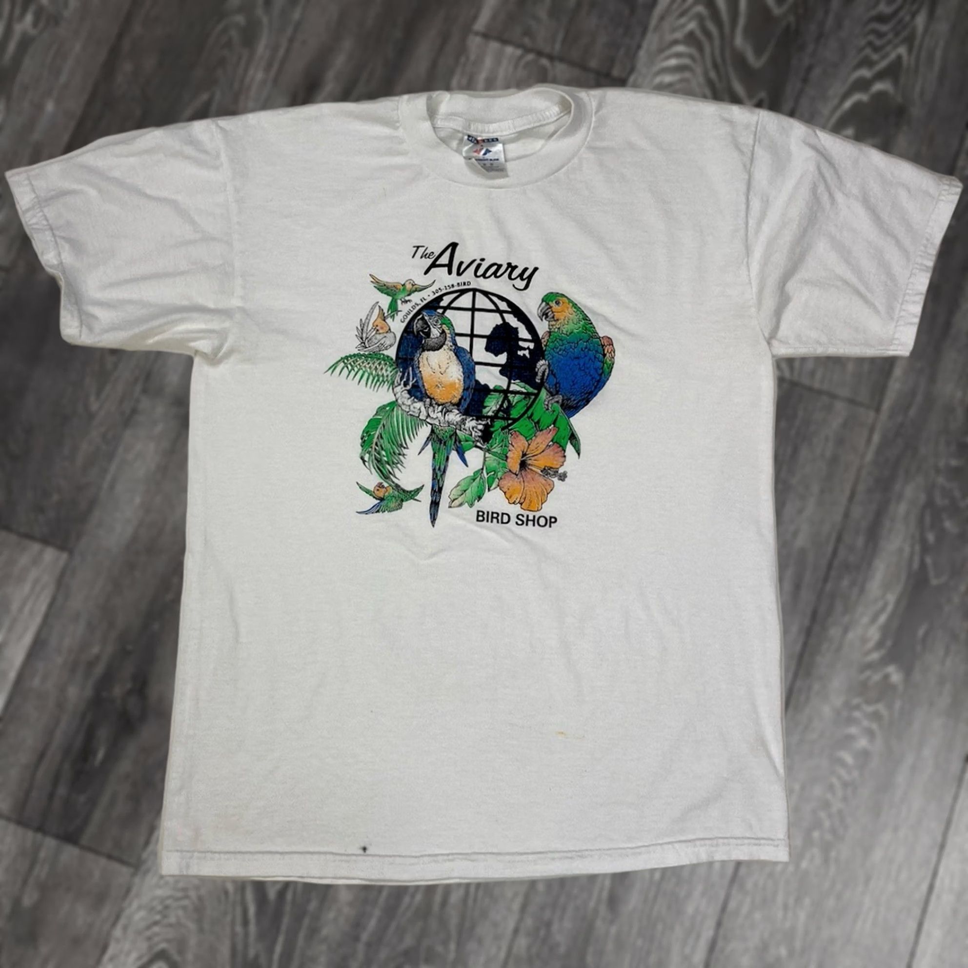 Jerzees VINTAGE The Aviary Bird Shop Florida Graphic T-shirt Men Medium White Size US M / EU 48-50 / 2 - 1 Thumbnail