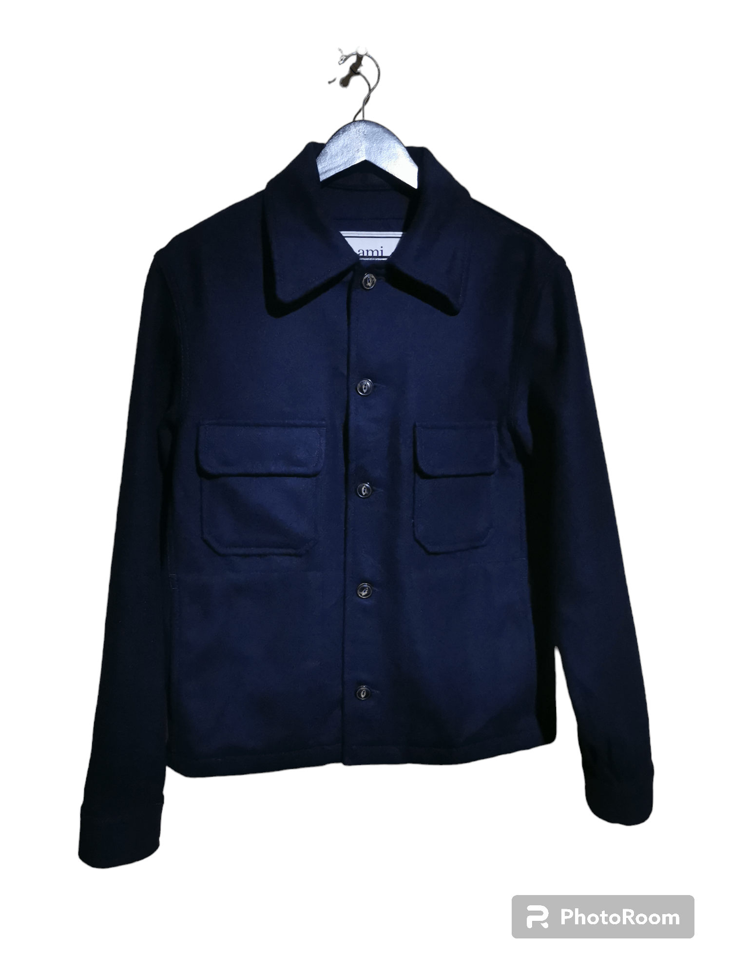 image of Ami Alexandre Mattiussi Wool Jacket in Bleu Navy, Men's (Size XS)