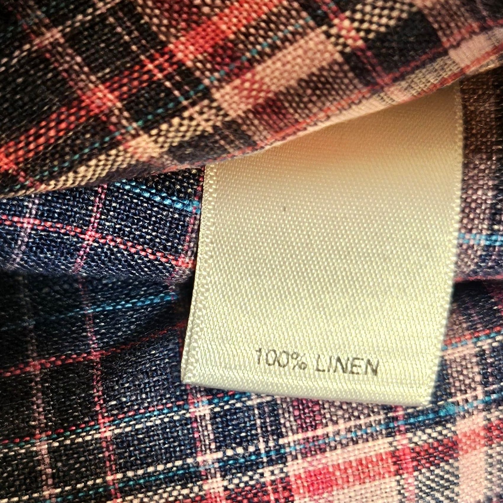 Murano Murano Baird McNutt Linen Shirt Men's XL Blue Red Button Down Plaid Checkered Size US XL / EU 56 / 4 - 5 Thumbnail