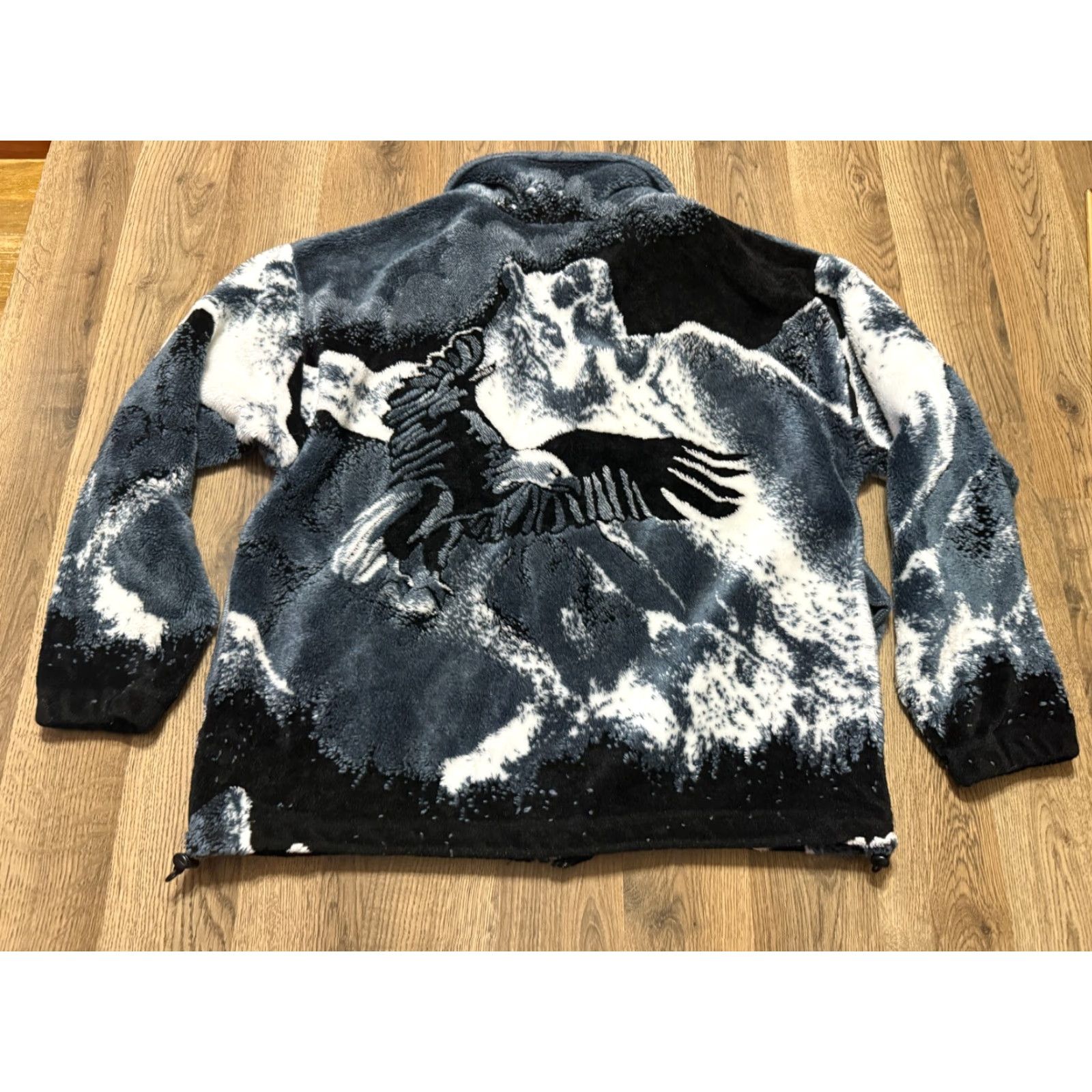 Vintage ISLE BAY Sweater Women's M Full Zip Fleece Gray Black White Size M / US 6-8 / IT 42-44 - 2 Thumbnail