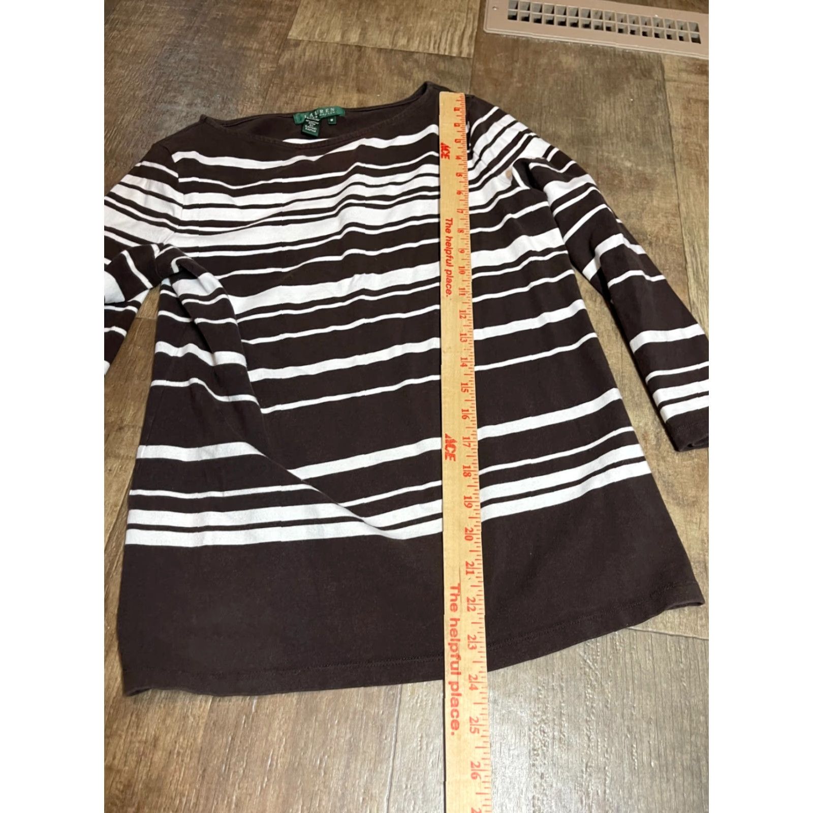 Ralph Lauren Lauren Ralph Lauren Top Womens Medium M Brown Long Sleeve Striped Shirt Size M / US 6-8 / IT 42-44 - 2 Thumbnail