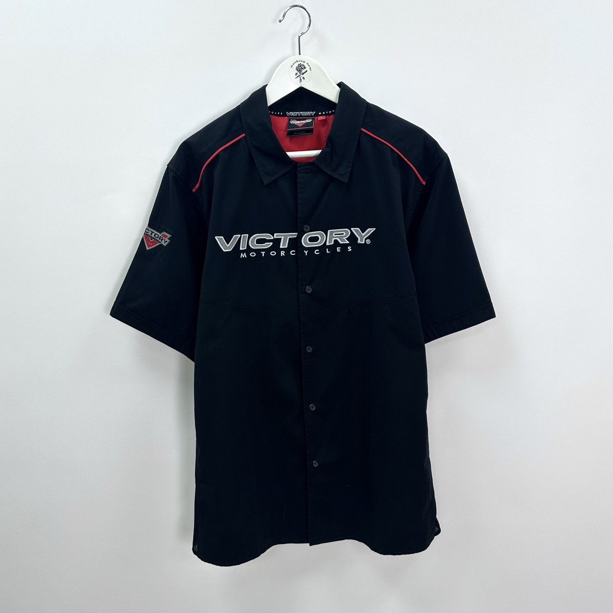 Vintage Vintage 00s Victory Motorcycle USA shirt button y2k hype og Size US L / EU 52-54 / 3 - 1 Thumbnail