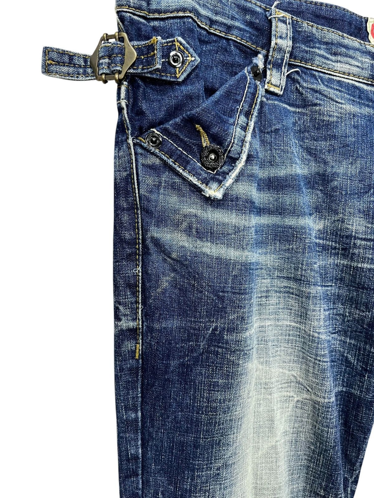 Japanese Brand FYE🔥Vintage PINBALL Mudmax Acid Wash Denim Wide Leg FLARE💥 Size US 34 / EU 50 - 6 Thumbnail