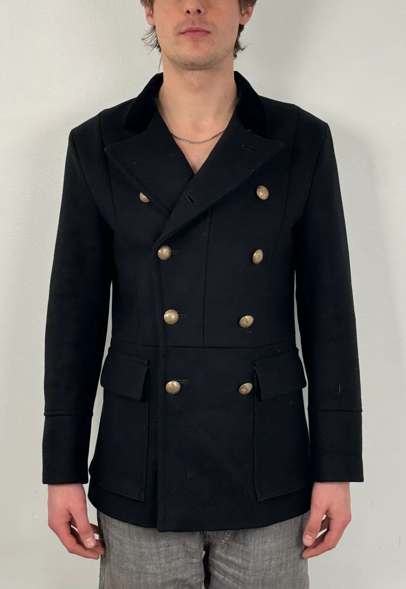 Gucci AW2013 Gucci Black Buttoned Classy Wool Officer Coat Size US M / EU 48-50 / 2 - 2 Thumbnail