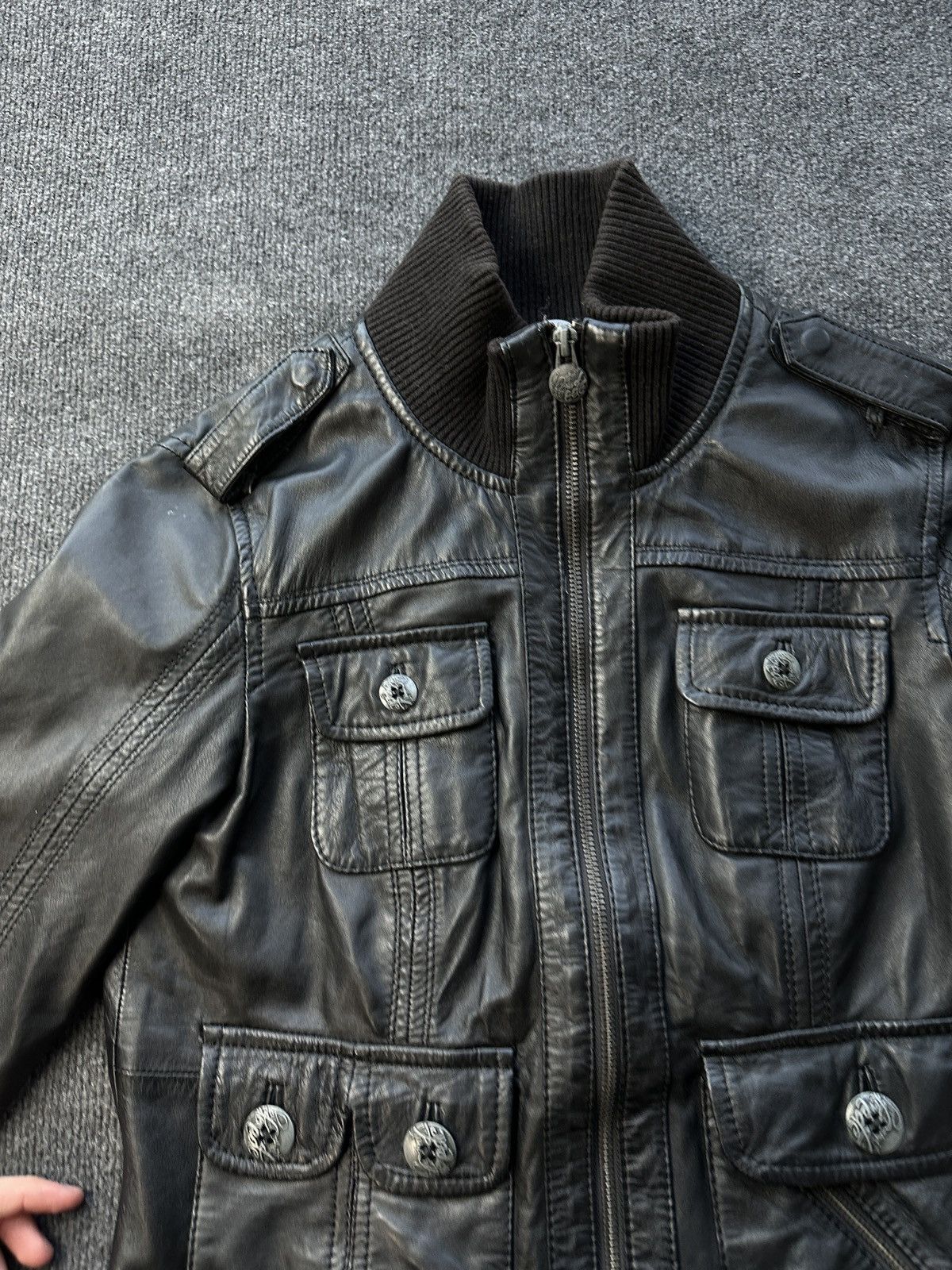 Leather 🚨 LEATHER WOMEN OPIUM MULTIPOCKET JACKET ZIP AVANT GARDE Size M / US 6-8 / IT 42-44 - 6 Thumbnail
