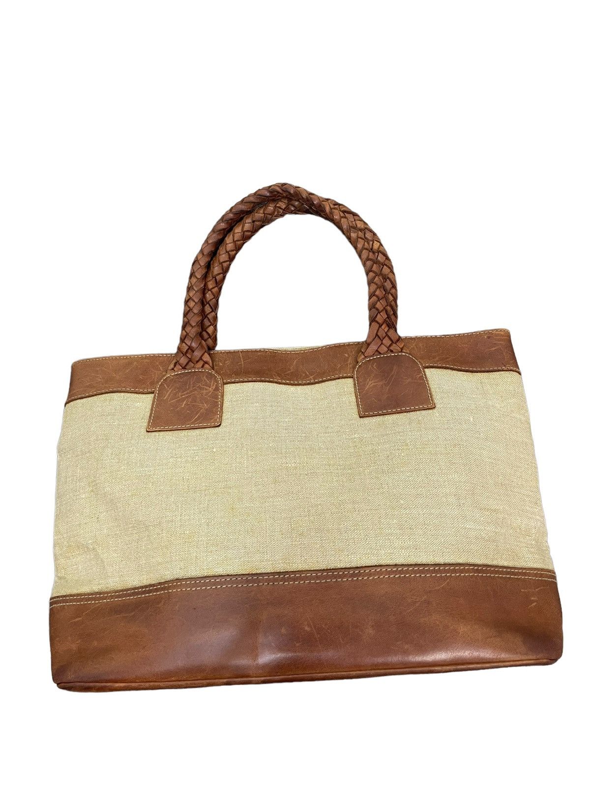 Ralph Lauren Leather Woven Cotton Vtg Ralph Lauren Tote Bag 4🟩 Size ONE SIZE - 13 Thumbnail