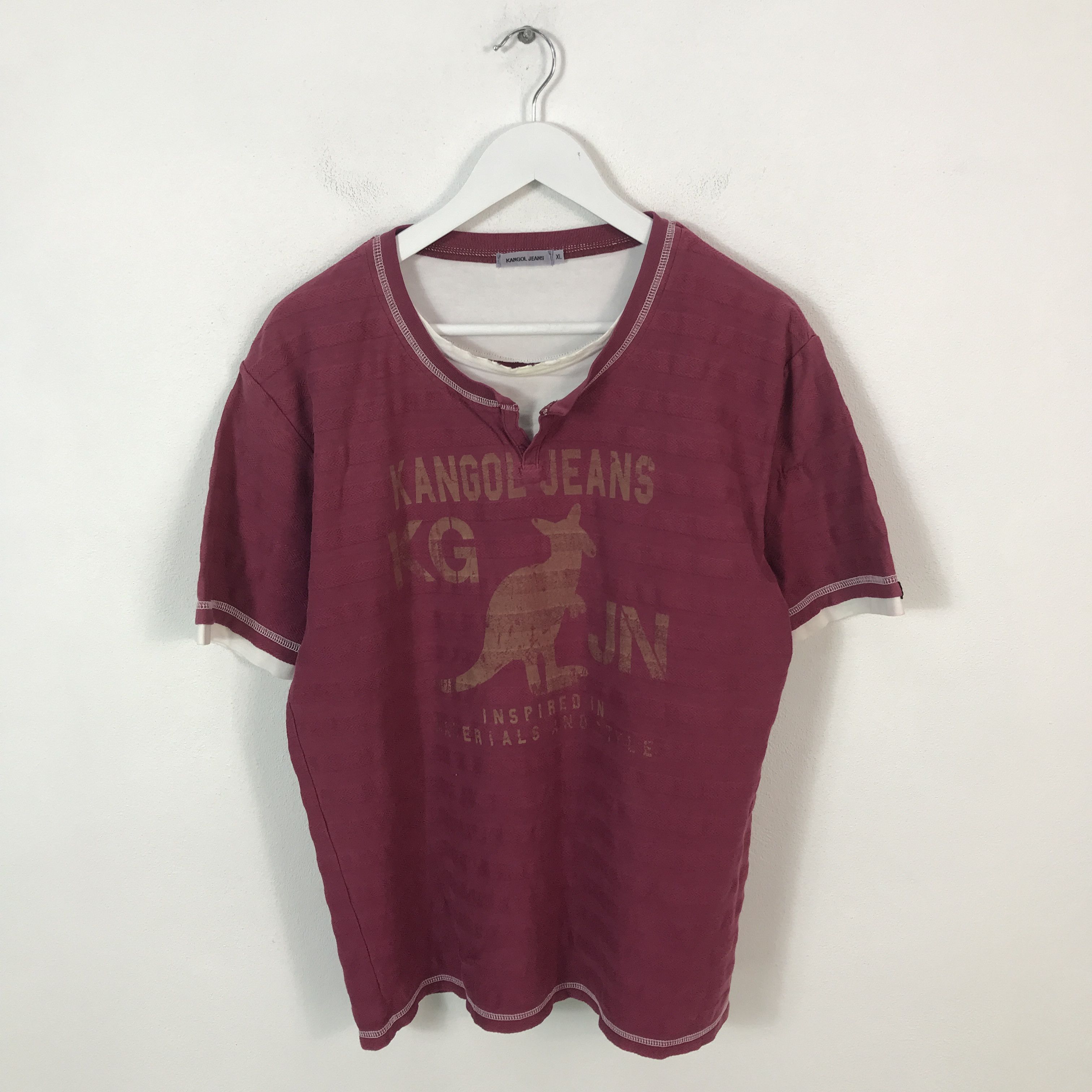 Japanese Brand Kangol Jeans Double Collar Tshirt Size US XL / EU 56 / 4 - 1 Thumbnail