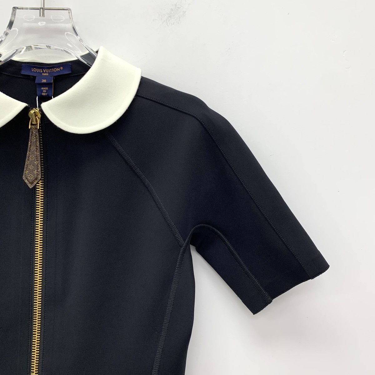 Louis Vuitton Louis Vuitton 24 Black Babydoll Neck Semi-Zip-Up Dress Size XS / US 0-2 / IT 36-38 - 3 Thumbnail