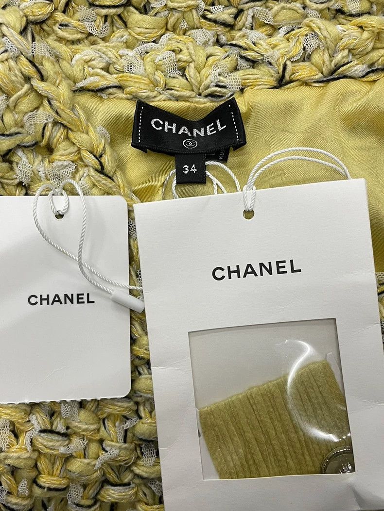 Chanel chanel Yellow colour-blocked knitted short jacket Size XXS / US 00 / IT 34 - 4 Thumbnail
