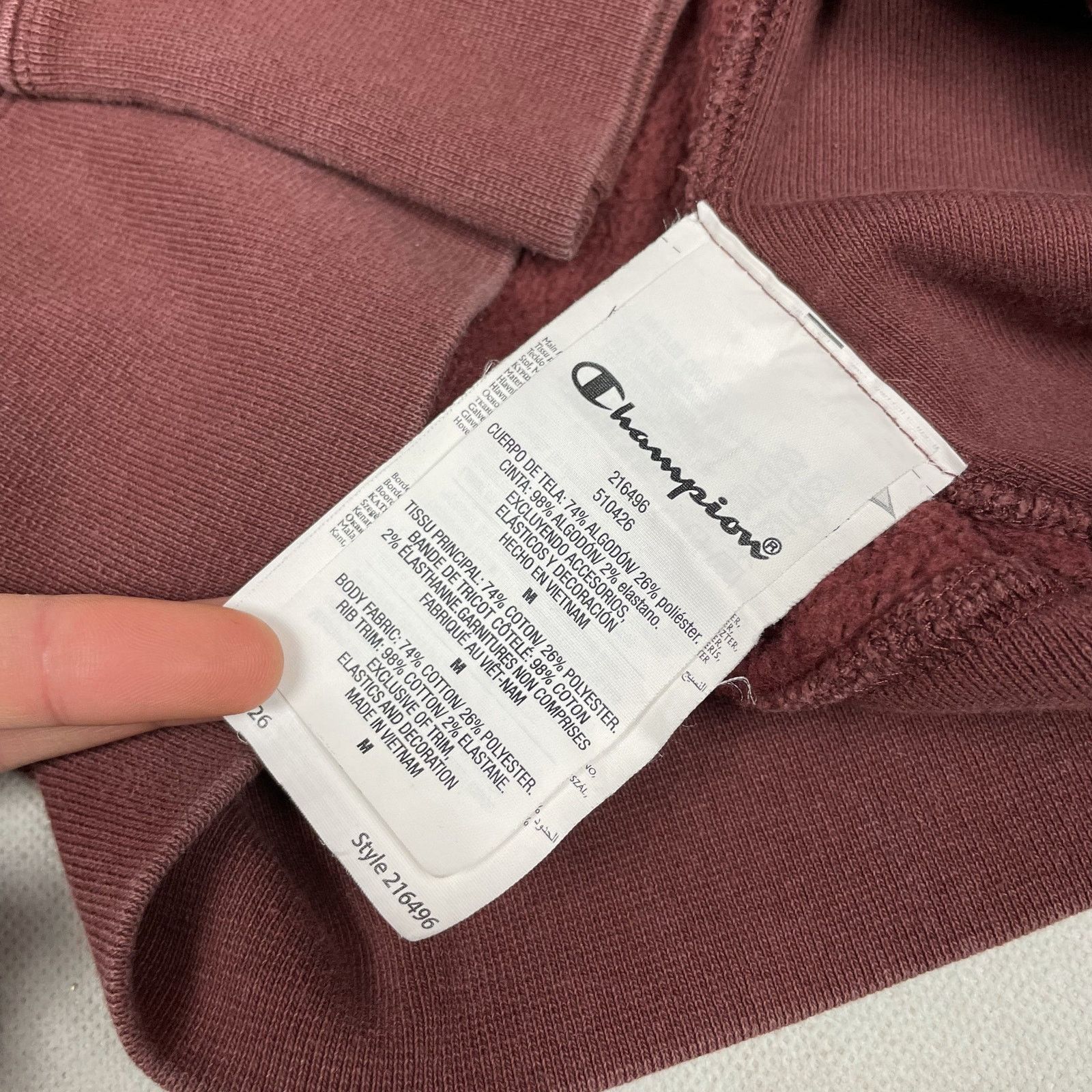 Champion Champion Reverse Weave Men's Burgundy Cotton Hoodie Medium Size US M / EU 48-50 / 2 - 9 Thumbnail