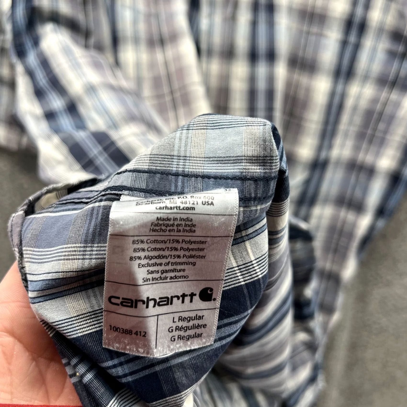 Carhartt VINTAGE Carhartt Shirt Mens L Blue Plaid Button-Down Relaxed Bellvue Outdoors Size US L / EU 52-54 / 3 - 2 Thumbnail