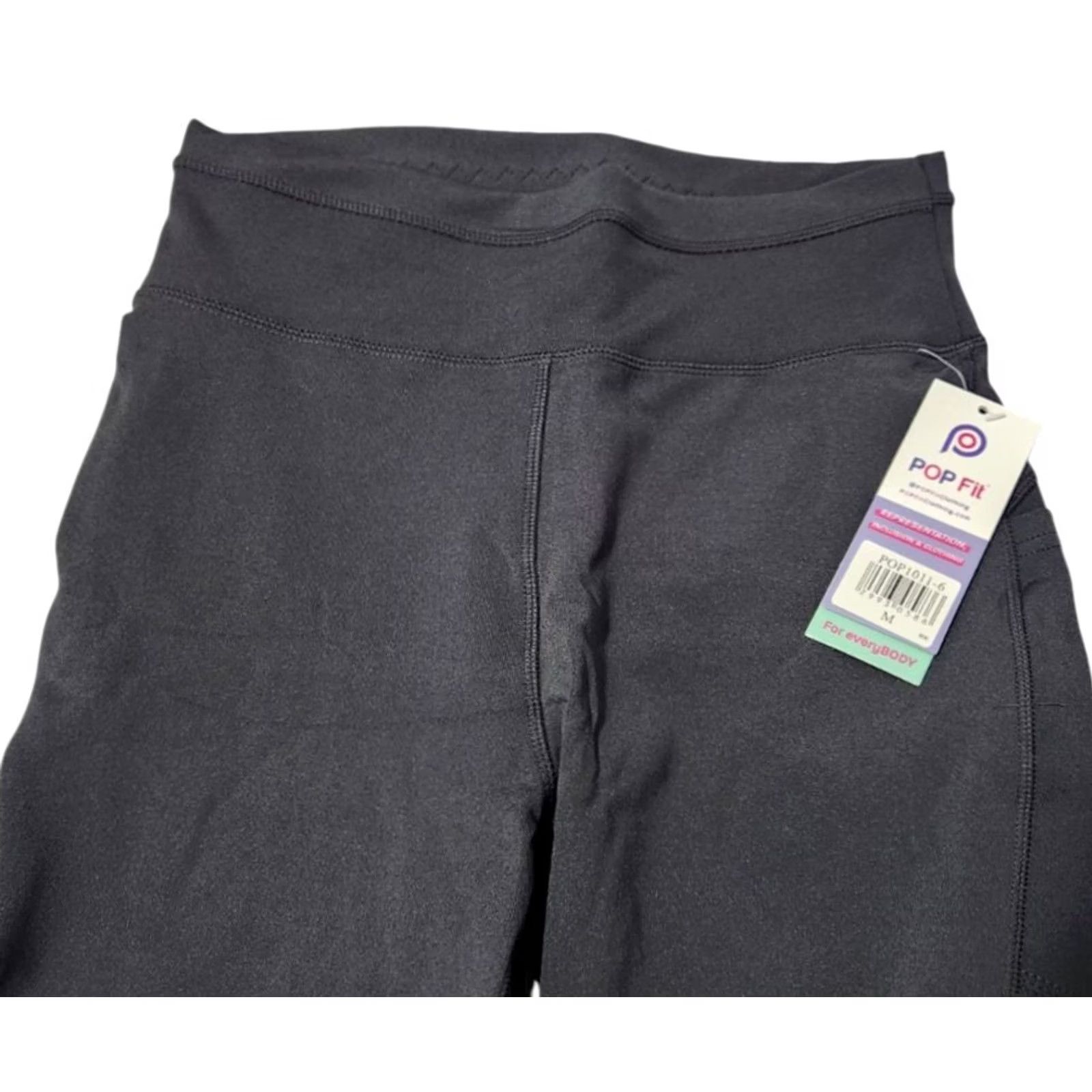 Vintage POP Fit Womens M High-Waisted Cropped Leggings Pockets Dark Gray POP1011-6 Size 32" / US 10 / IT 46 - 3 Thumbnail