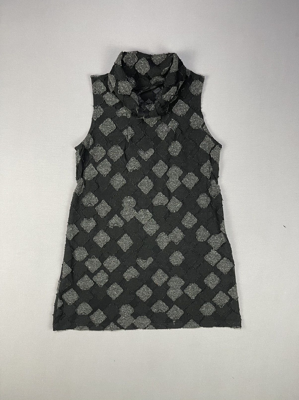 Hiroko Koshino Homme RARE🔥HIROKO BIS BLACK AND GREY PATCH SLEEVELESS Size L / US 10 / IT 46 - 1 Thumbnail
