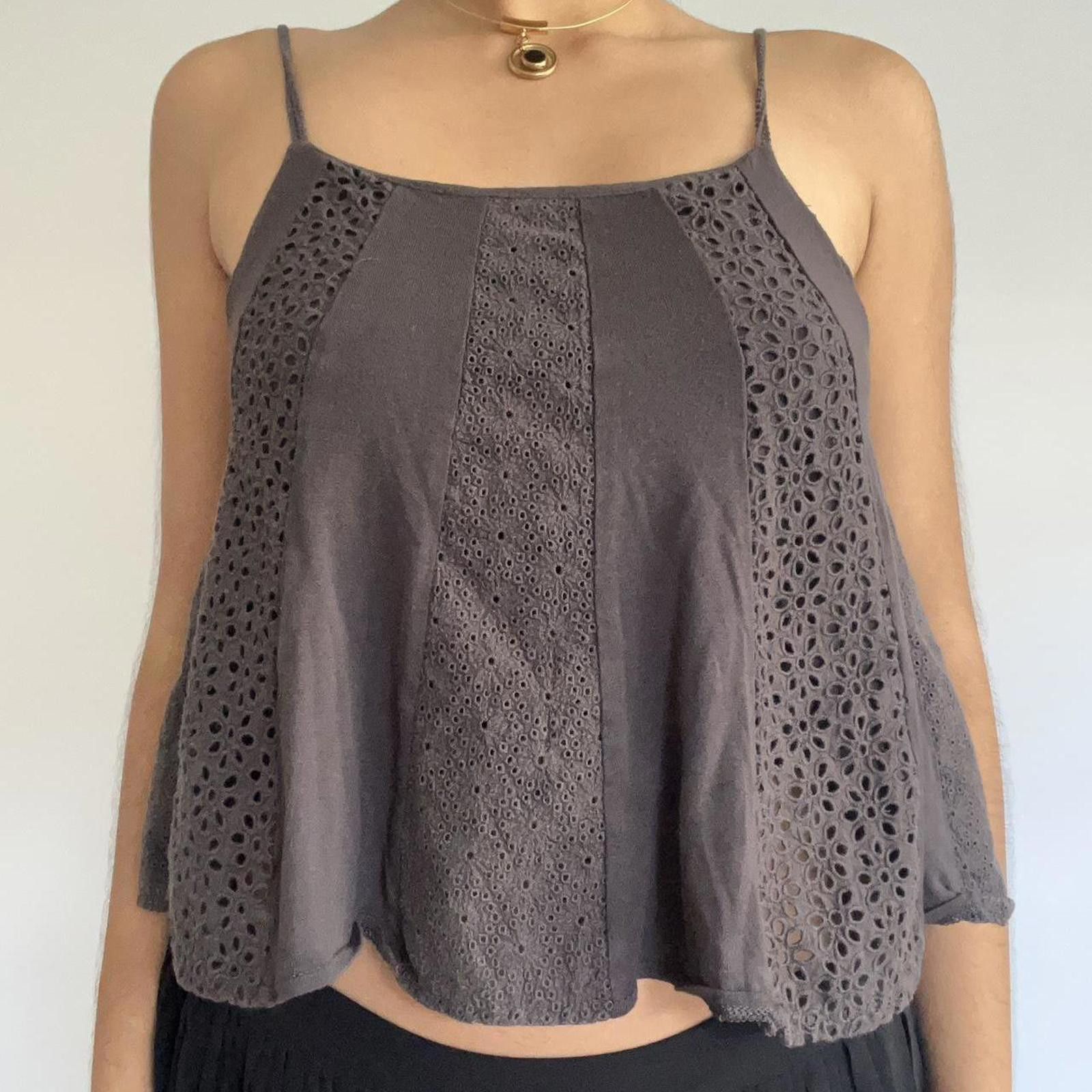 Other Grey lace eyelet tank top #eyelet #lace Size S / US 4 / IT 40 - 1 Thumbnail