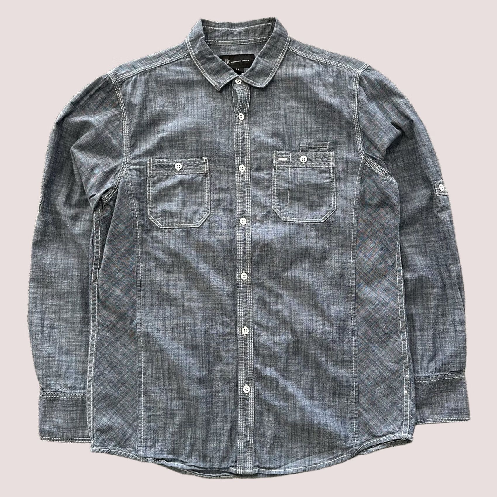Vintage INC International Concepts Shirt Mens M Chambray Long Sleeve Button Up Blue Size US M / EU 48-50 / 2 - 1 Thumbnail
