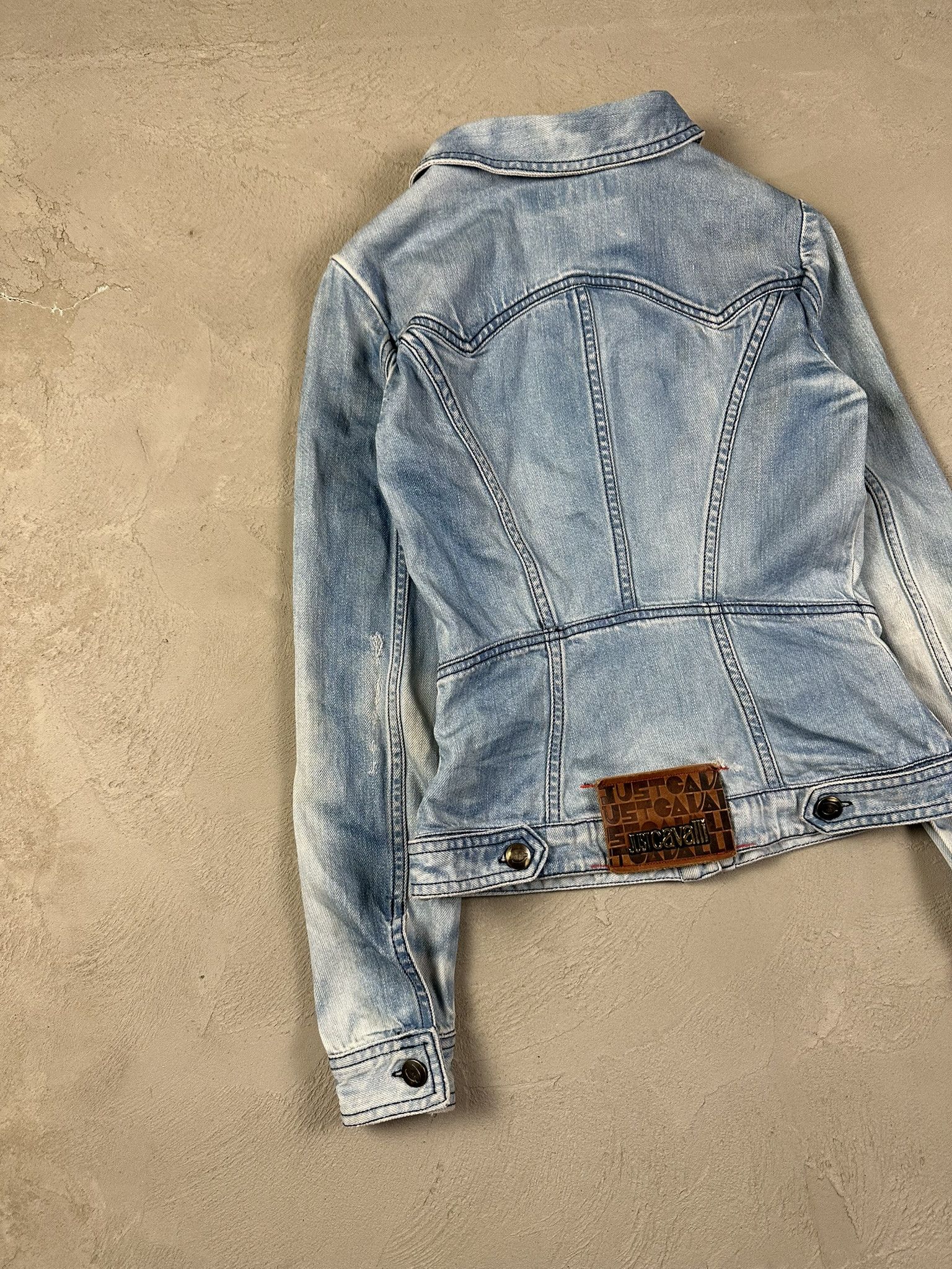 Just Cavalli 2000s Roberto Cavalli Denim Faded Jacket Y2k Size XS / US 0-2 / IT 36-38 - 10 Thumbnail