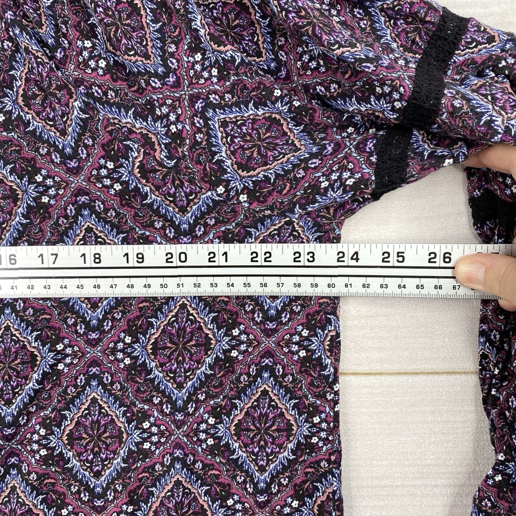 Vintage Lane Bryant Blouse Womens 18/20 Purple Floral Crochet Peasant Off Shoulder Size XXL / US 16-18 / IT 52-54 - 5 Thumbnail