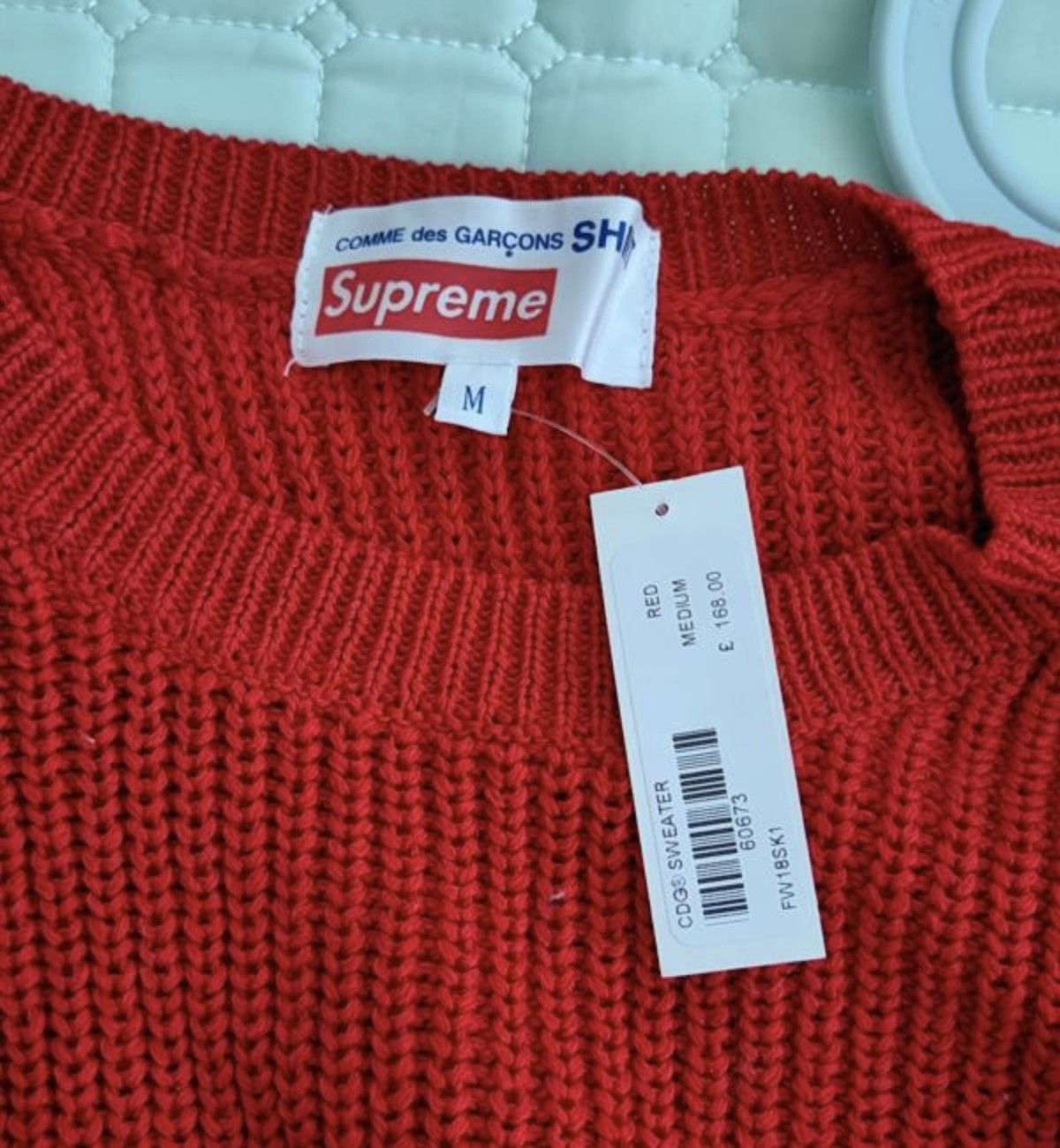 Comme des Garcons Supreme cdg red sweater pullover Size US M / EU 48-50 / 2 - 3 Thumbnail