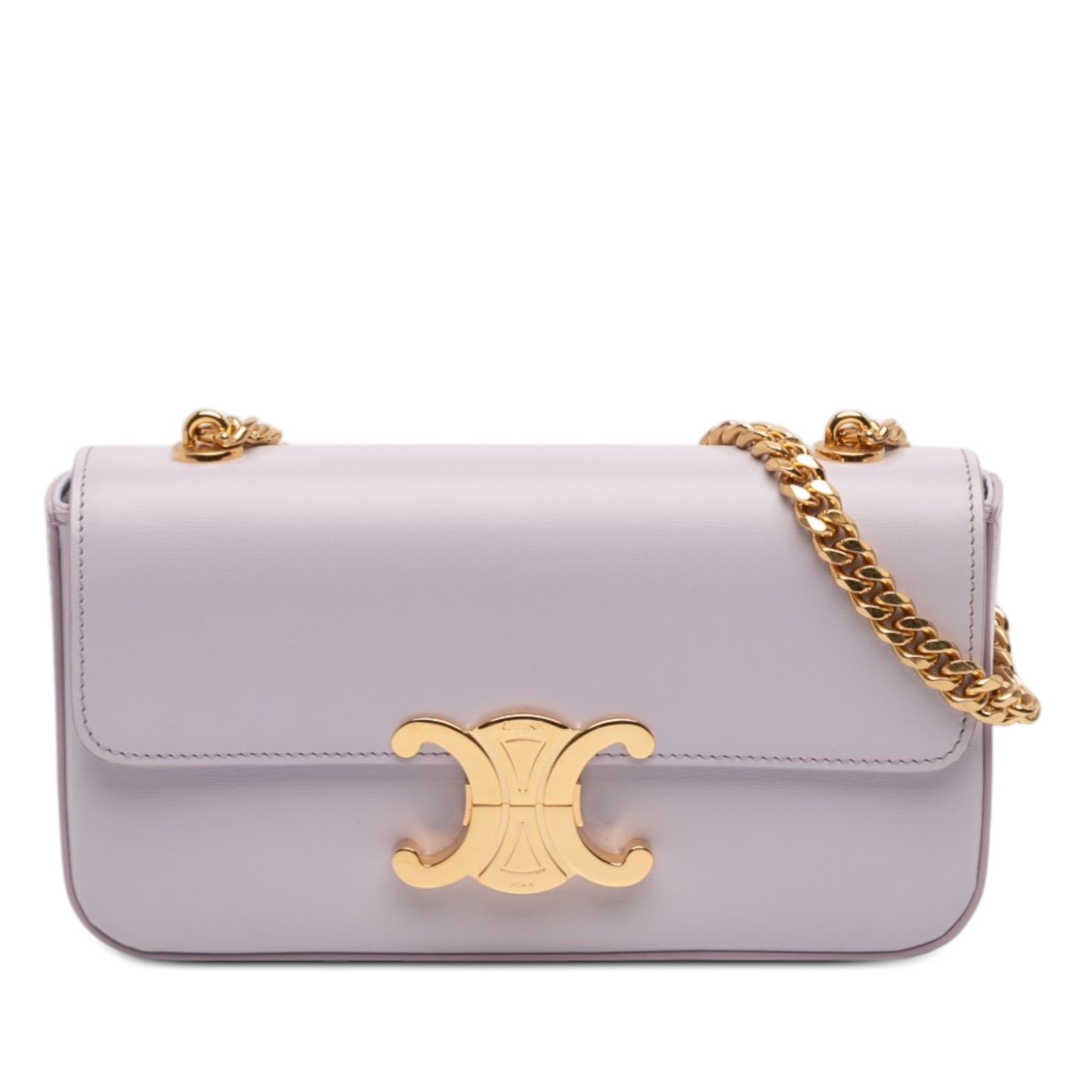 Celine Shiny Calfskin Claude Chain Shoulder Bag in Purple, Women's