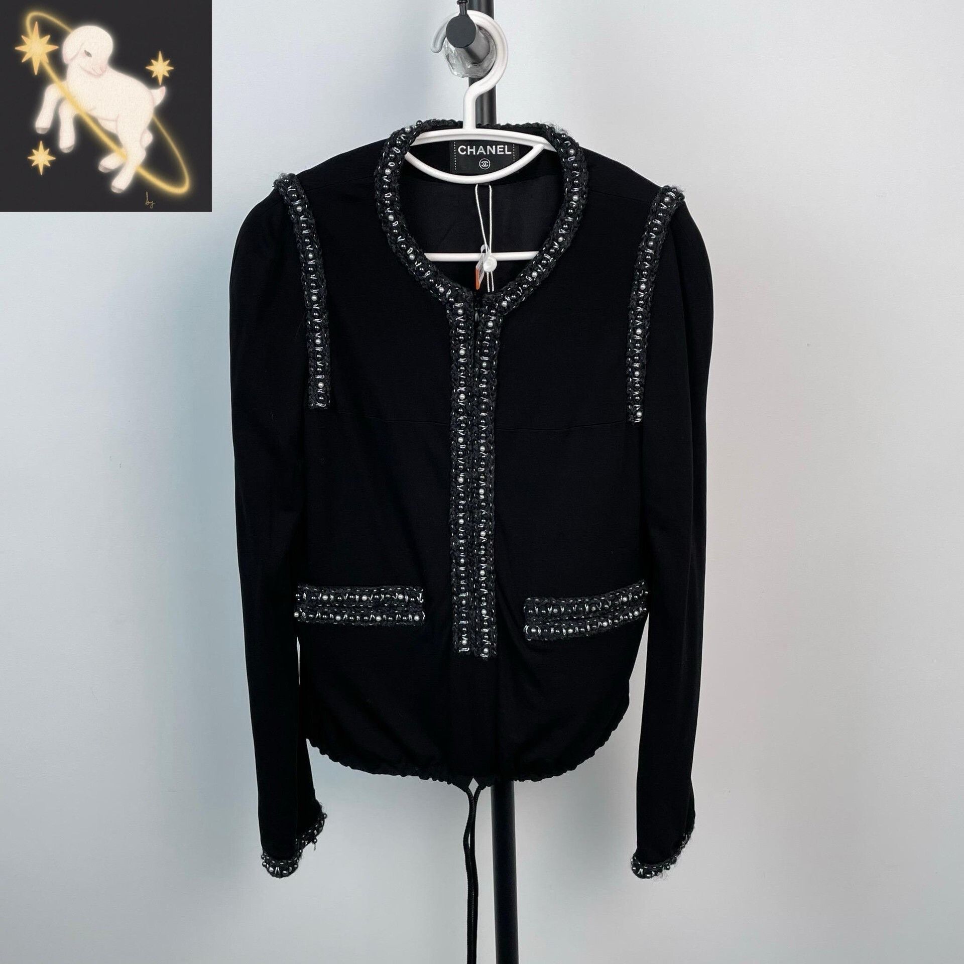 Chanel Chanel Black Silver Trim Silk Shirt Coat Size S / US 4 / IT 40 - 1 Thumbnail