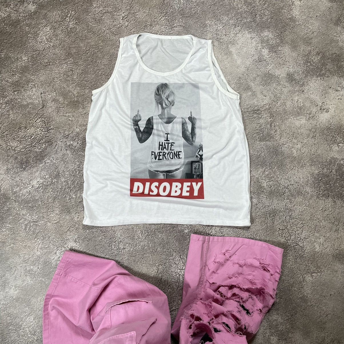 Vintage Vintage Y2K Graphic Tee Disobey Punk Streetwear Cropped XL Size US XL / EU 56 / 4 - 1 Thumbnail