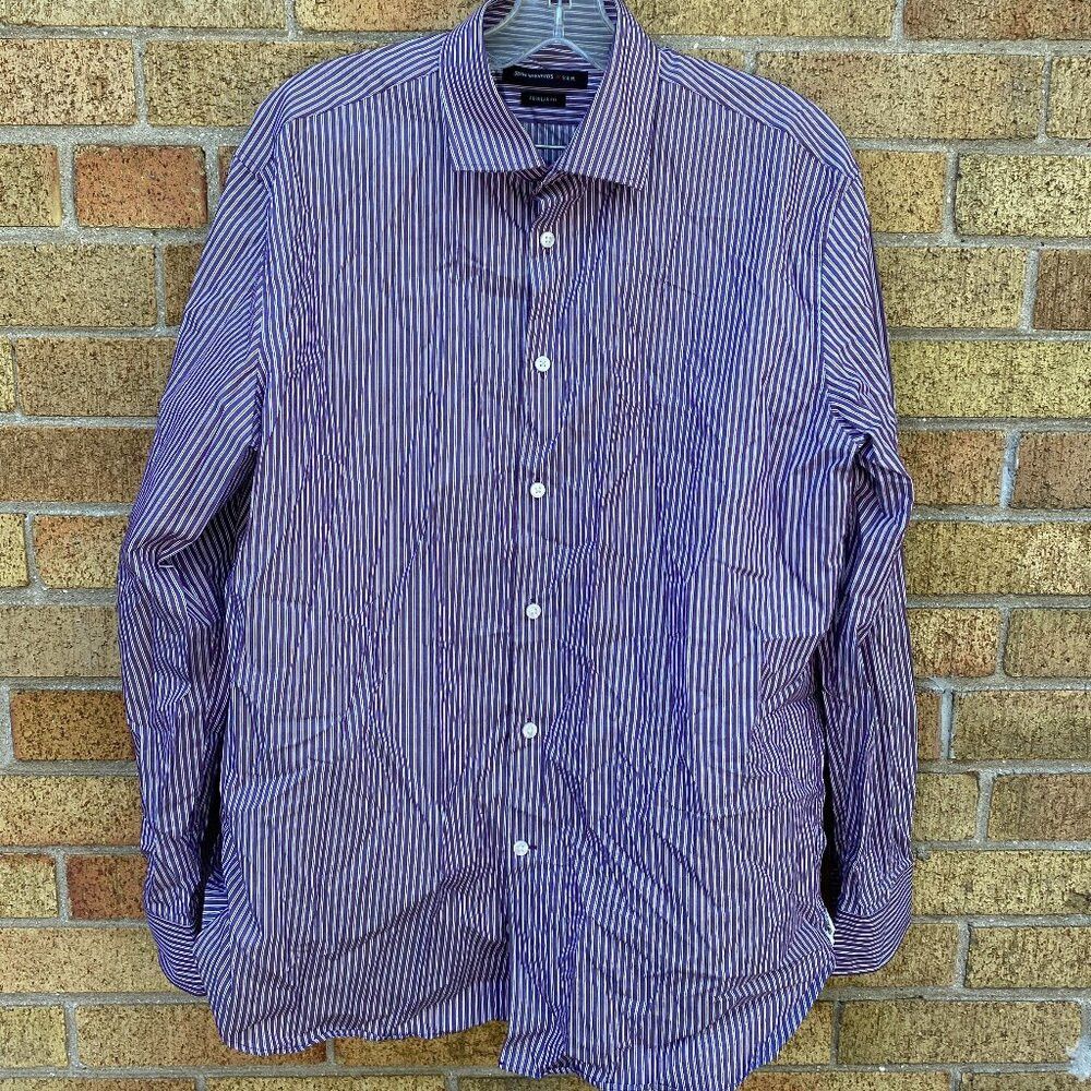 Vintage John Varvatos Striped Button Up Dress Shirt Size 16