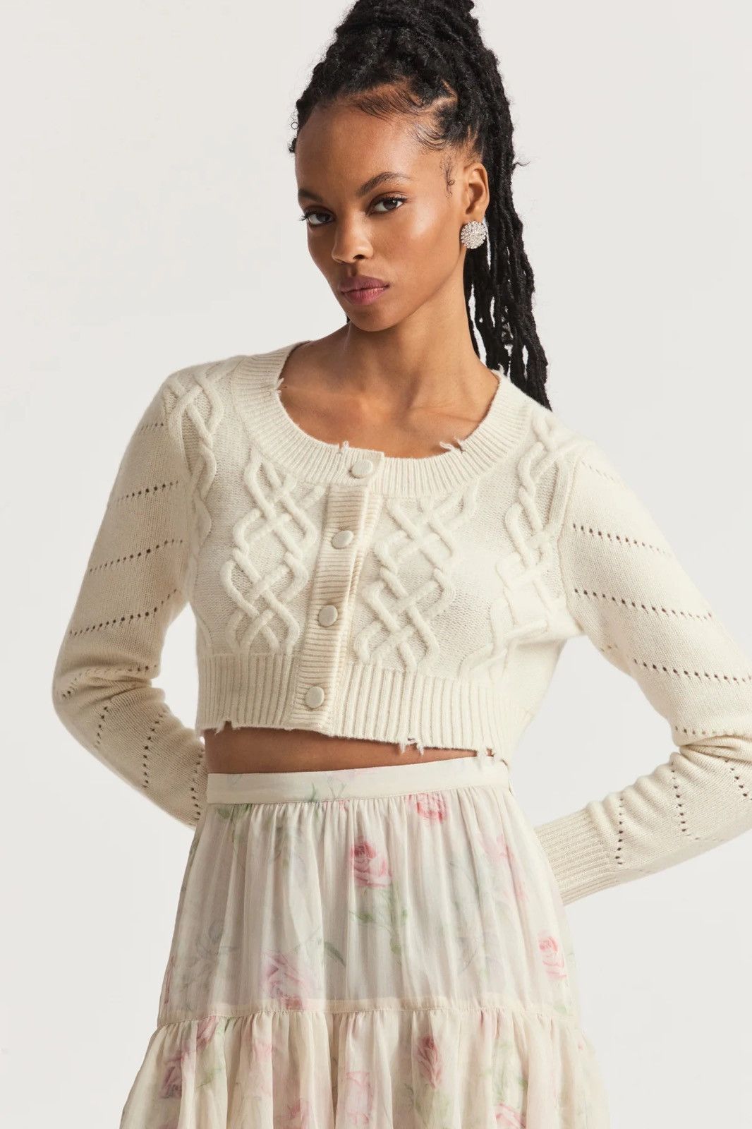 LOVESHACKFANCY LINDITA ULTRA CROP CARDIGAN - SIZE SMALL