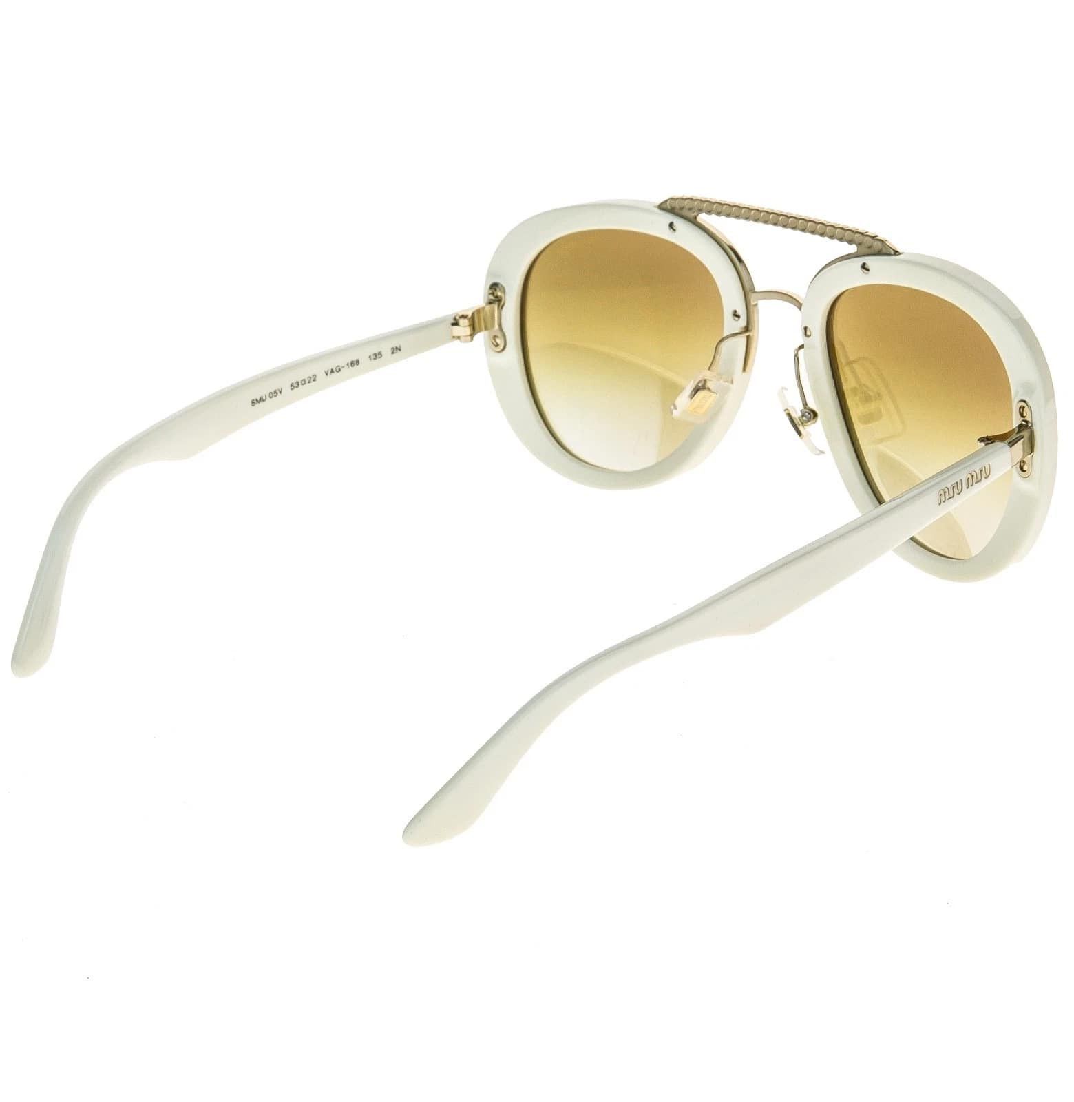 Miu Miu MIU MIU MU05VS COLLECTION 05V White Silver Aviator Sunglass Size ONE SIZE - 6 Thumbnail