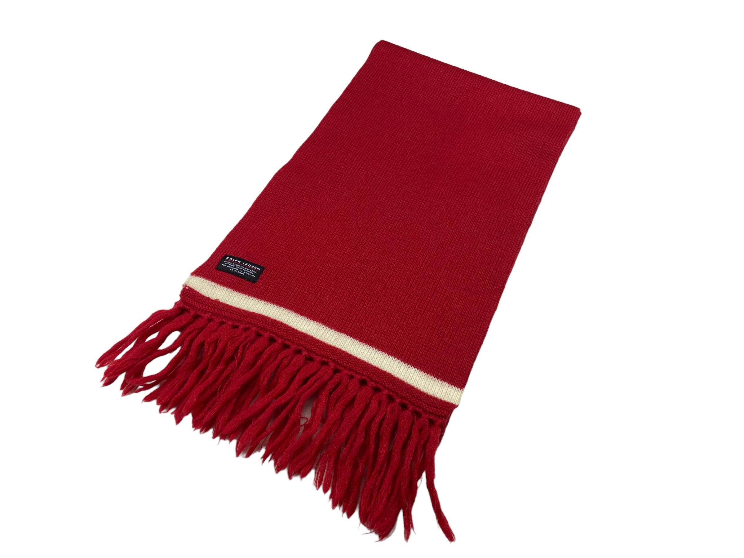 Ralph Lauren × Vintage Vintage Ralph Lauren Merino Wool Scarf - Red Size ONE SIZE - 2 Thumbnail