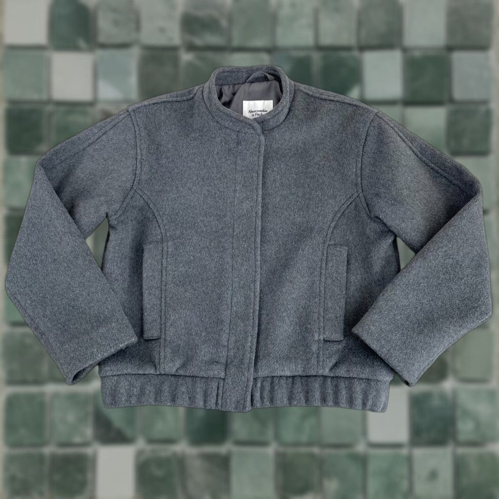 Abercrombie & Fitch Abercrombie & Fitch Bomber Jacket Women 2XS Grey Wool Blend Blade Collar NWOT Size XXS / US 00 / IT 34 - 1 Thumbnail