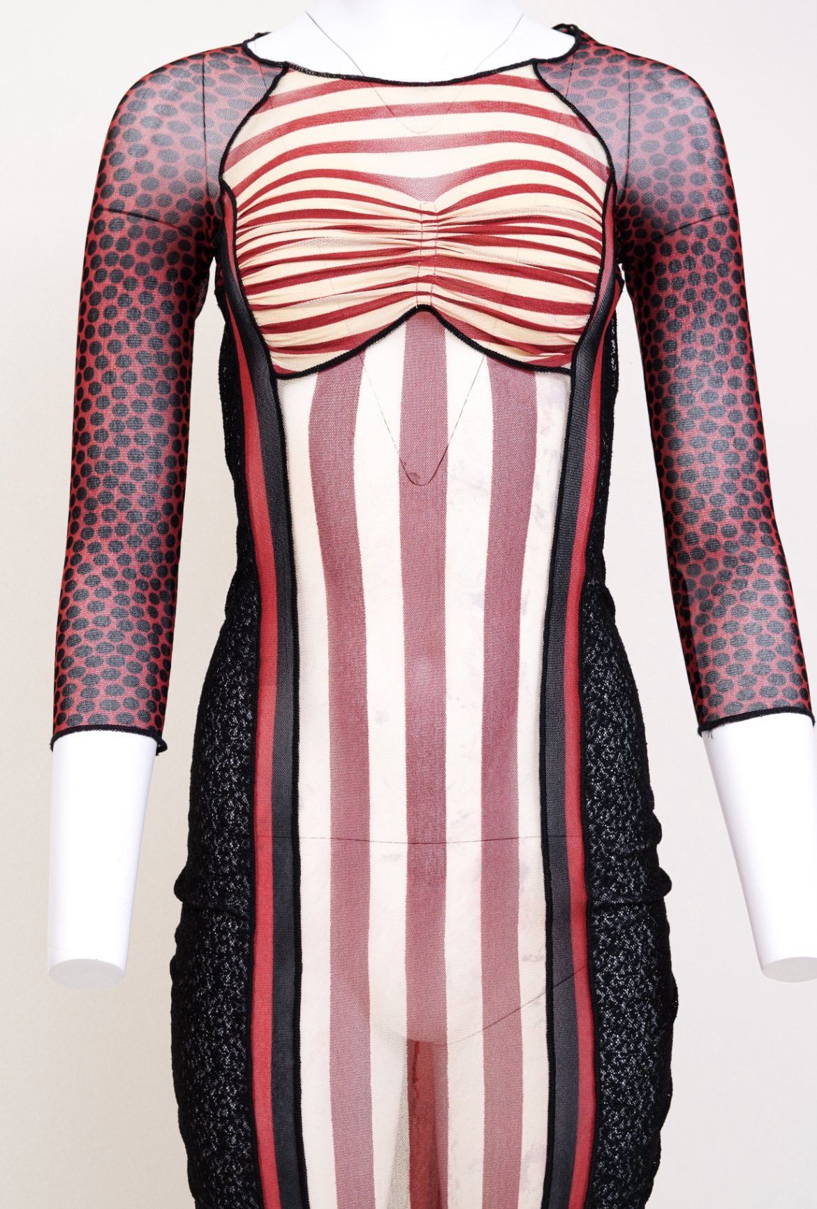 Jean Paul Gaultier Jean Paul Gaultier S/S 1996 Striped Mesh Dress Size S / US 4 / IT 40 - 6 Thumbnail
