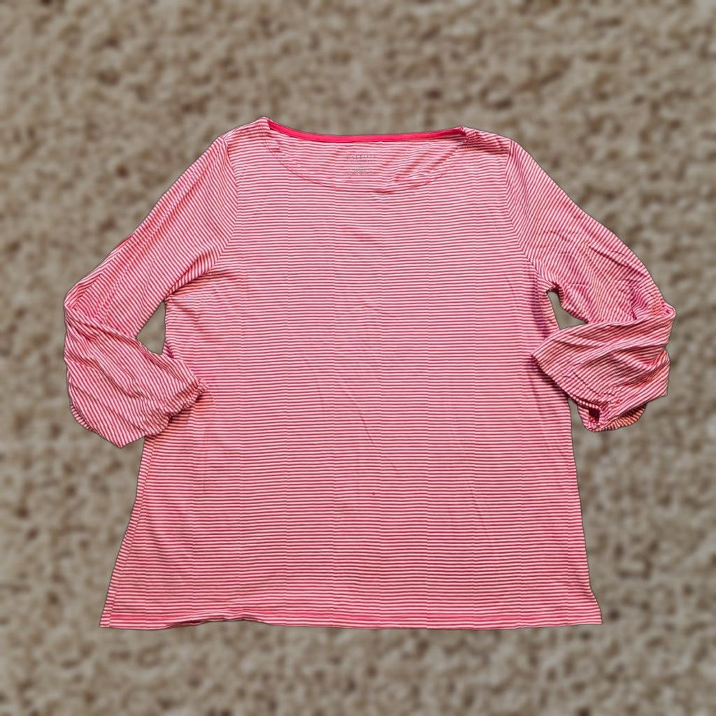 Talbots Talbots Blouse Shirt Women 1X Pink Striped 3/4 Sleeve Round Neck Stretch Casual Vintage No Ladies Mens Womens Size XL / US 12-14 / IT 48-50 - 1 Thumbnail