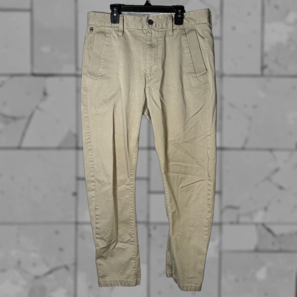 VINTAGE G-Star Raw Cargo Pants Men Size 32x32 Beige Casual Cotton Star Theme
