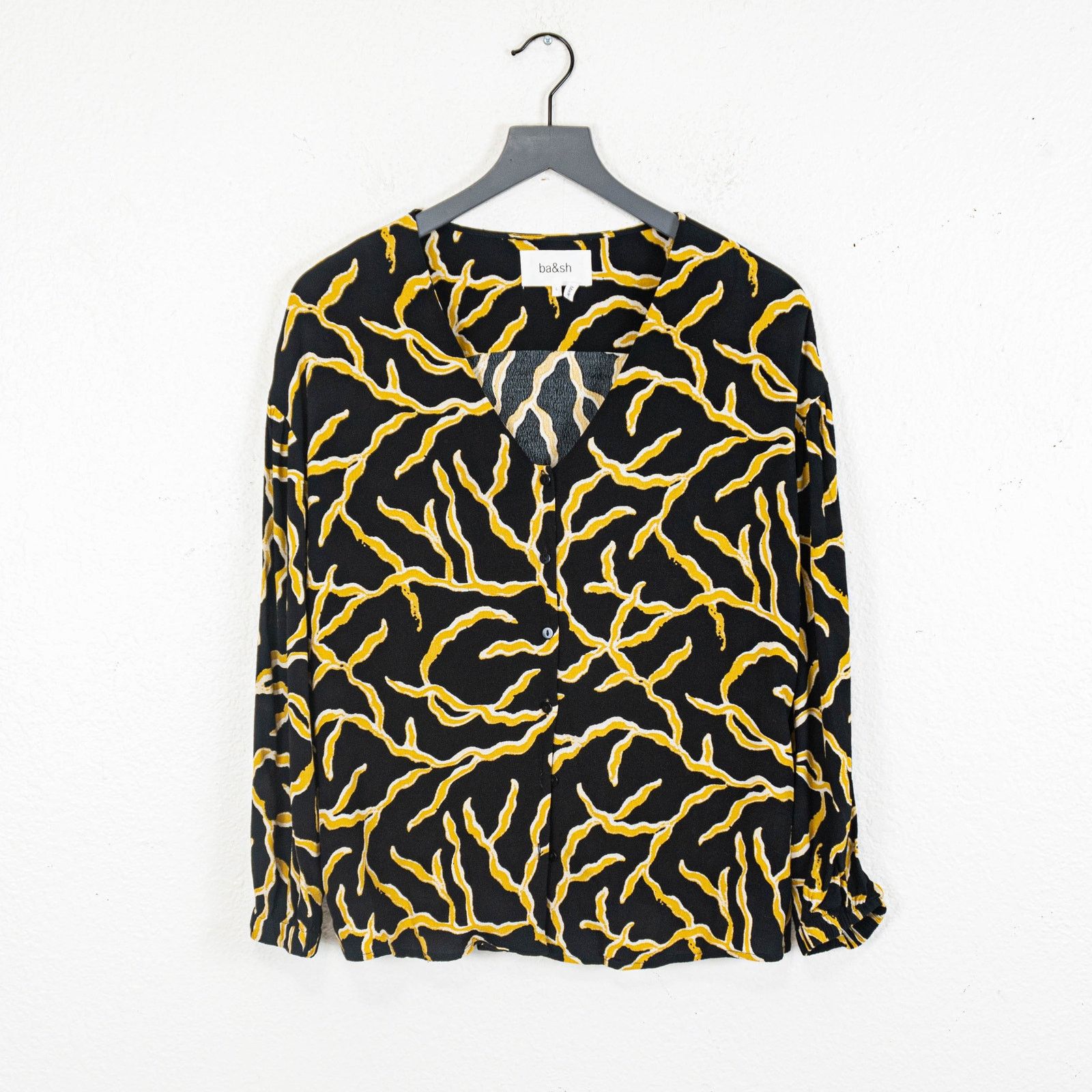 ba&sh Ba&sh Clea Printed Blouse Black Yellow size Large $235 Size L / US 10 / IT 46 - 8 Thumbnail