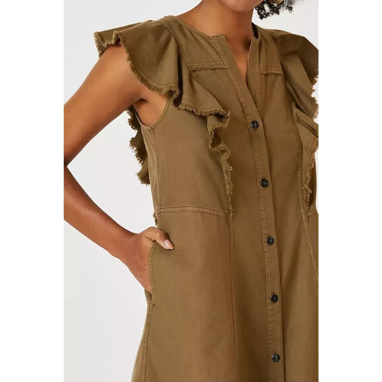 Anthropologie NEW Anthropologie Pilcro Flutter Sleeve Buttondown Dress Size XXS / US 00 / IT 34 - 4 Thumbnail