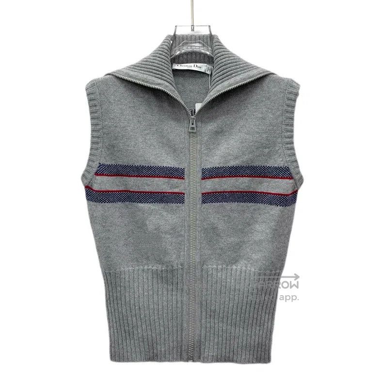 Dior Dior Gray striped five-pointed star logo letter inlaid woo Size S / US 4 / IT 40 - 1 Thumbnail