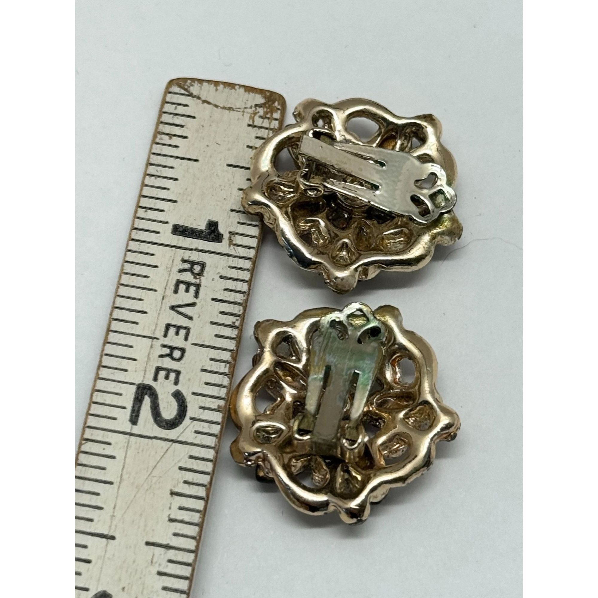 Vintage Vintage pink rhinestone flower earrings Size ONE SIZE - 6 Thumbnail