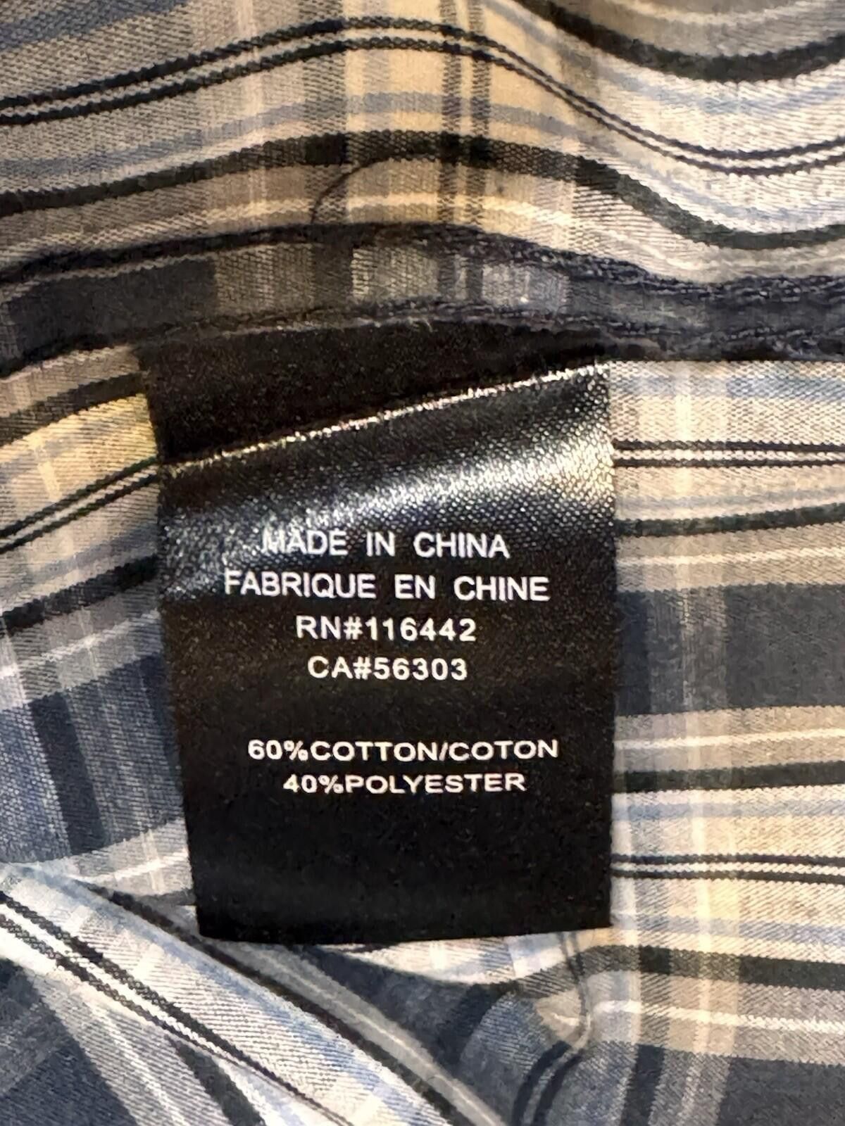 Empyre Empyre Men's Lg Gray Plaid Short Sleeve Pearl Snap Up [730] Size US L / EU 52-54 / 3 - 6 Thumbnail