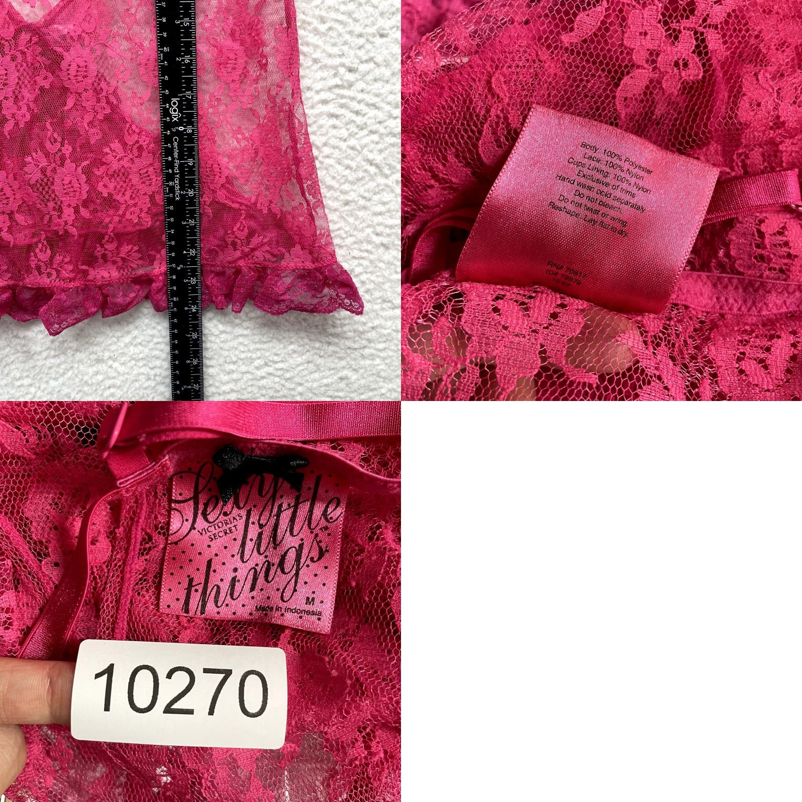 Victoria's Secret VINTAGE Victoria's Secret Slip Dress M Pink Lace Sheer Nipple Slit Sexy Size M / US 6-8 / IT 42-44 - 8 Thumbnail