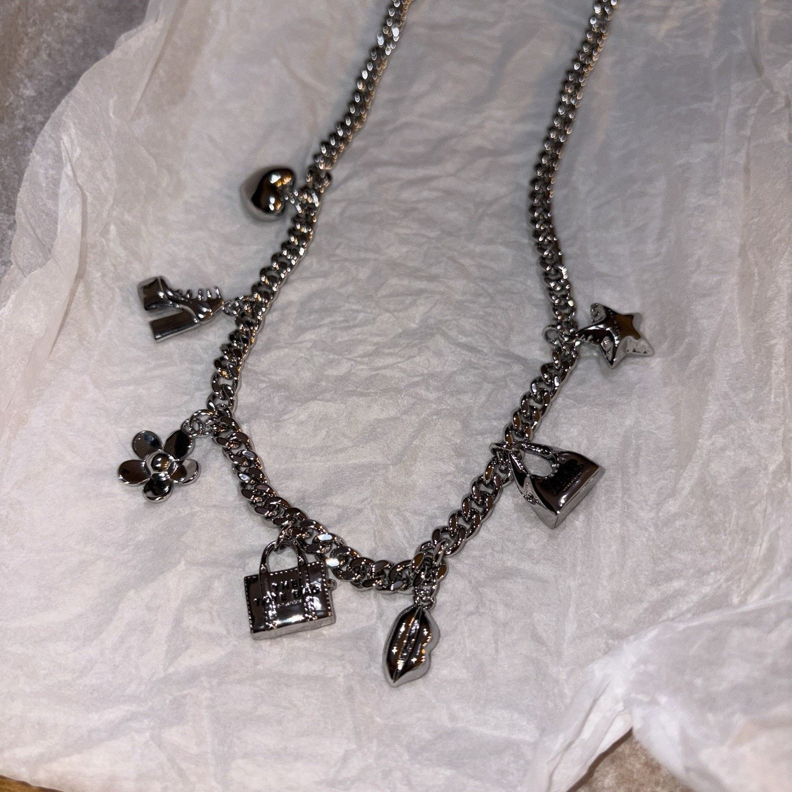Marc Jacobs Marc Jacobs Mini Icon charm necklace NWT Silver Brass $175 Size ONE SIZE - 1 Thumbnail