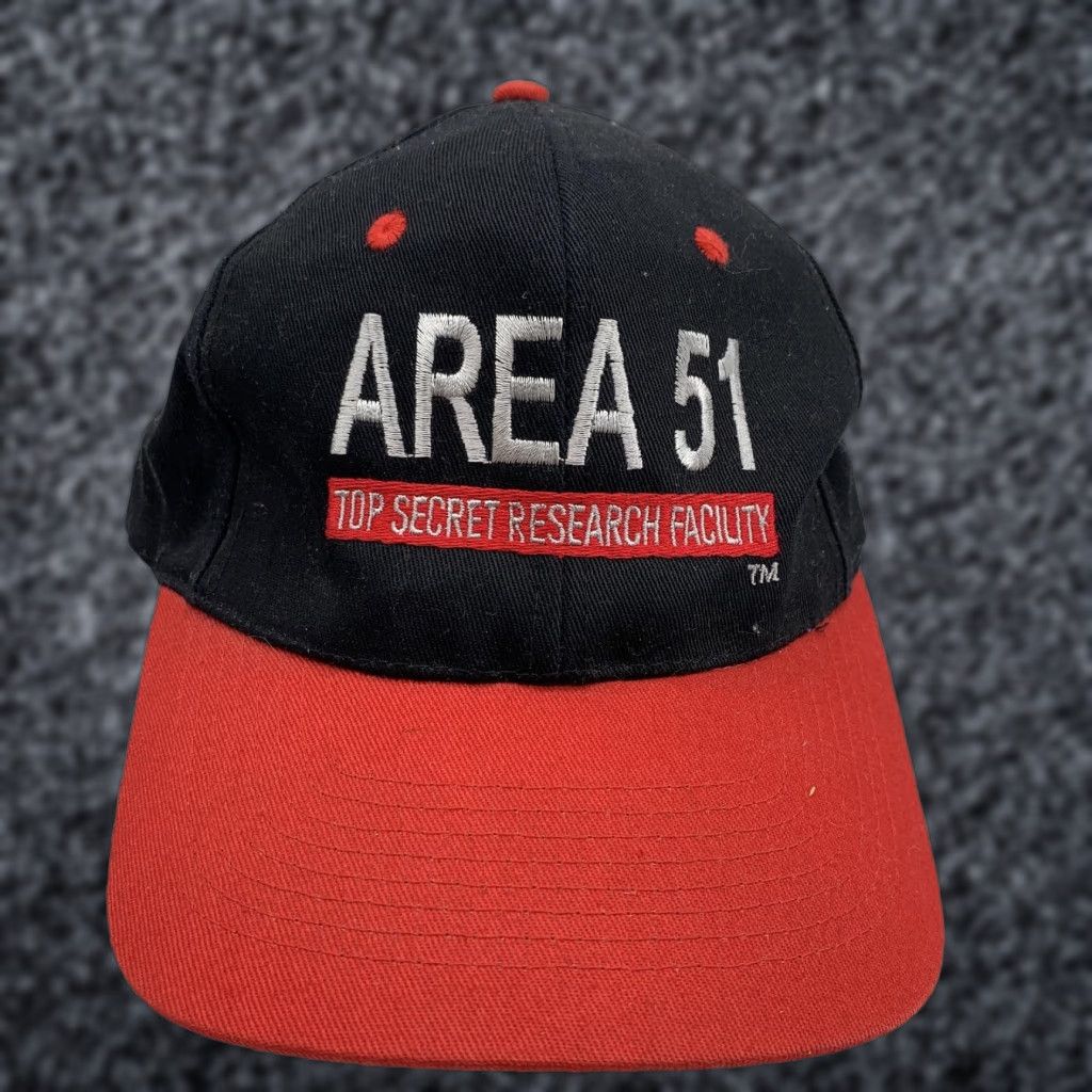 Area VINTAGE Area 51 Hat Cap Snap Back Mens Black Red Top Secret Facility One Size KC Size US M / EU 48-50 / 2 - 1 Thumbnail