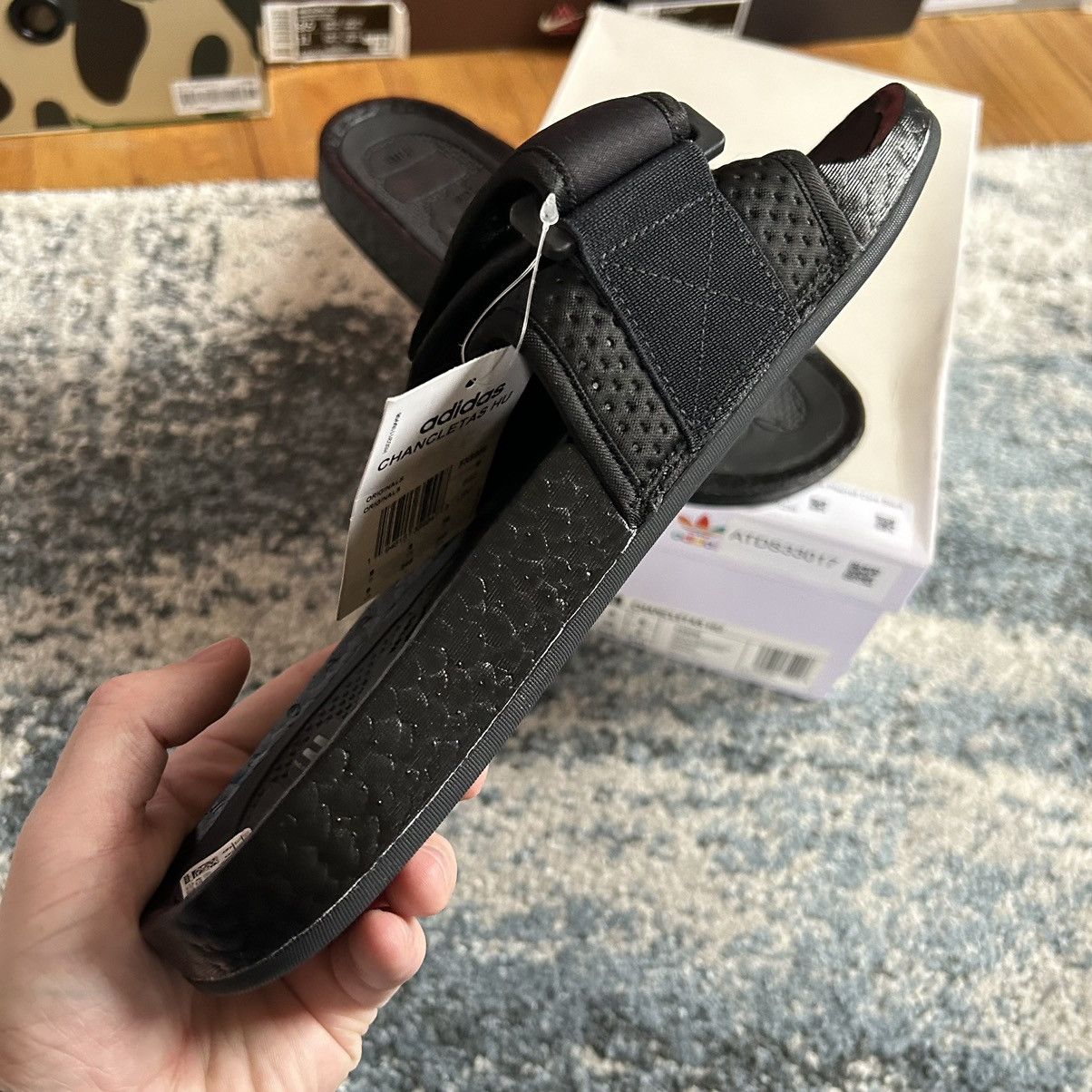 Adidas × Pharrell FX8056 ALL BLACK HUMAN RACE BOOST SLiDES SANDALS CHANCLETAS Size US 8 / IT 38 - 7 Thumbnail