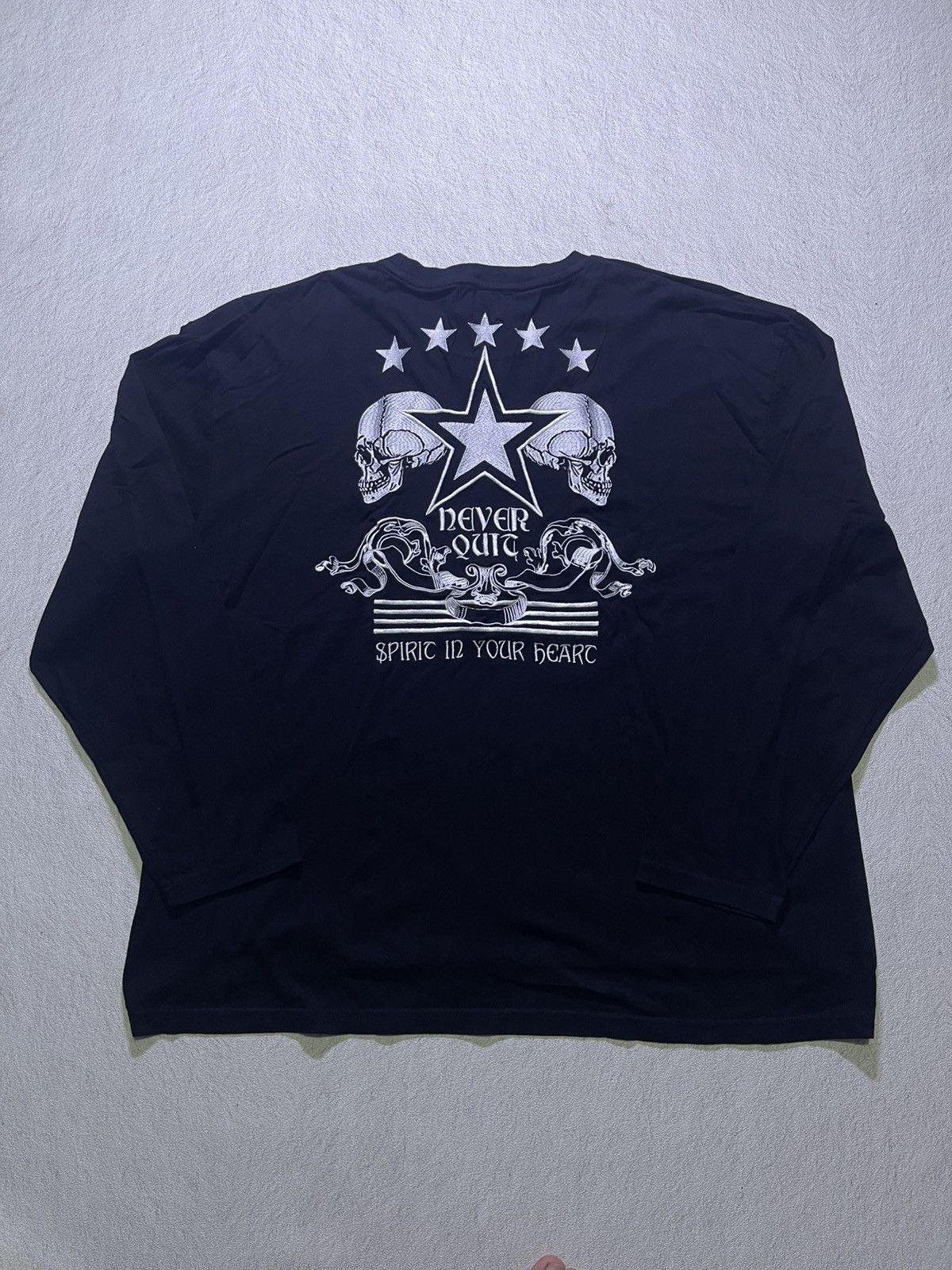 Y2K long sleeve tshirt black big skull motif