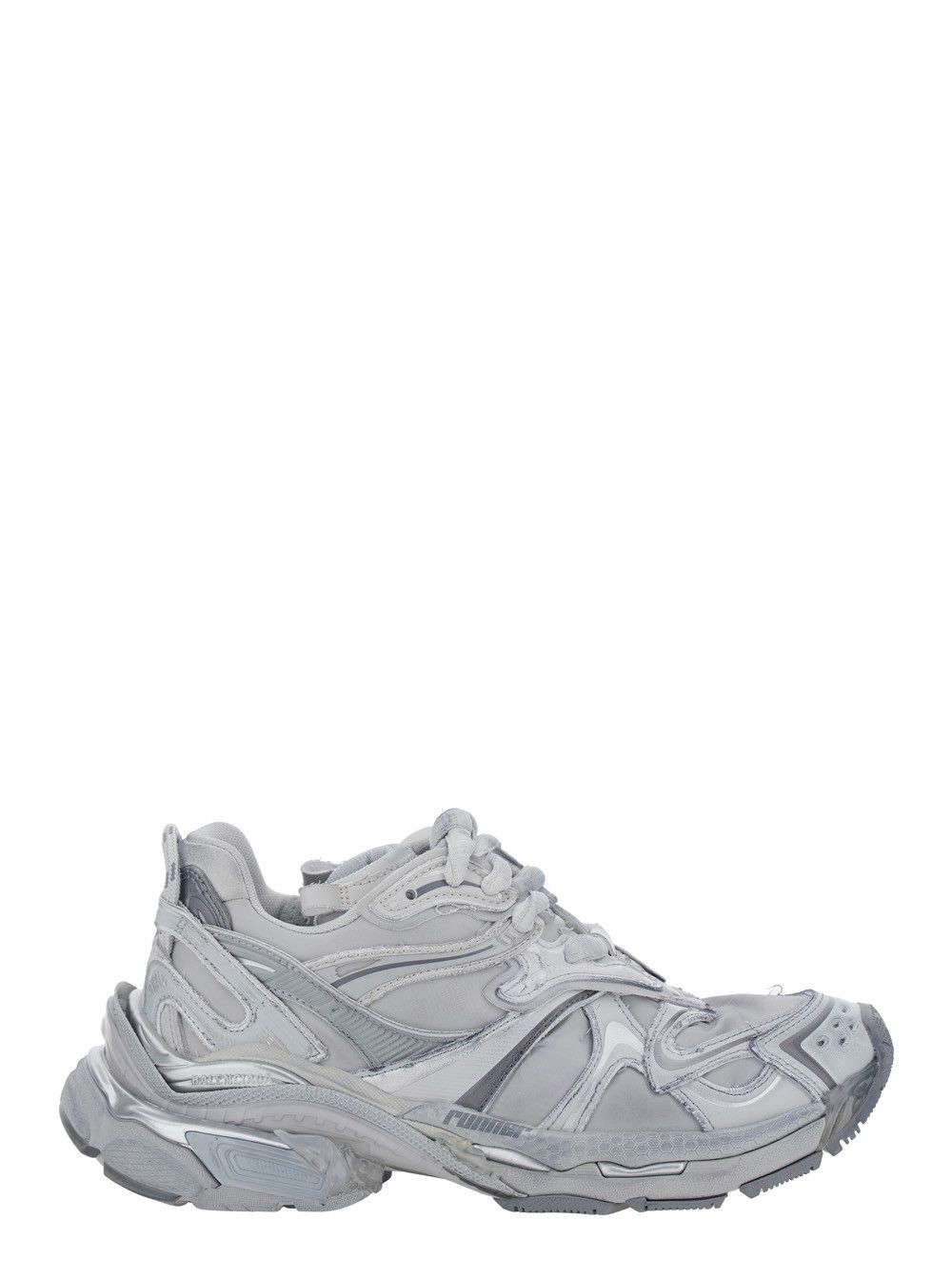 'Runner 2' Grey Sneaker with Embossed Logo in Mesh and Nylon Man