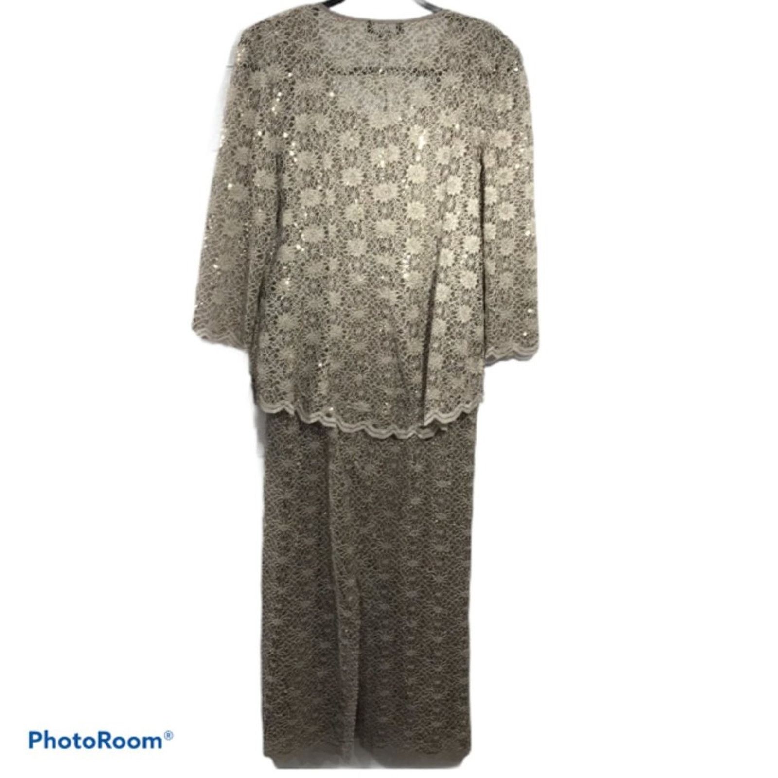 Other R&M Richards Gold Lace Formal Dress Jacket 2 Piece Set NWT Size M / US 6-8 / IT 42-44 - 3 Thumbnail